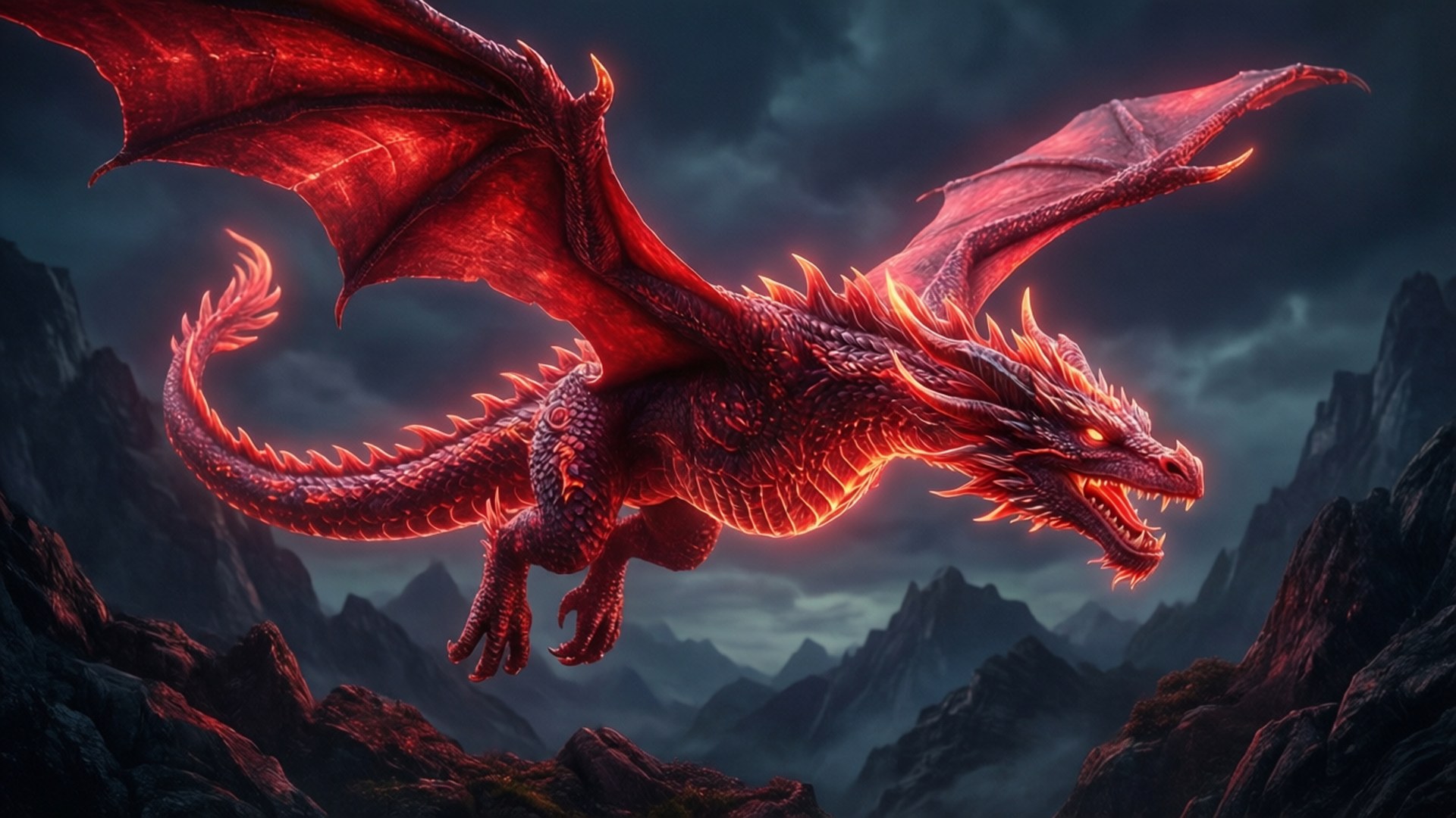 Dragón rojo neón Fondos de pantalla