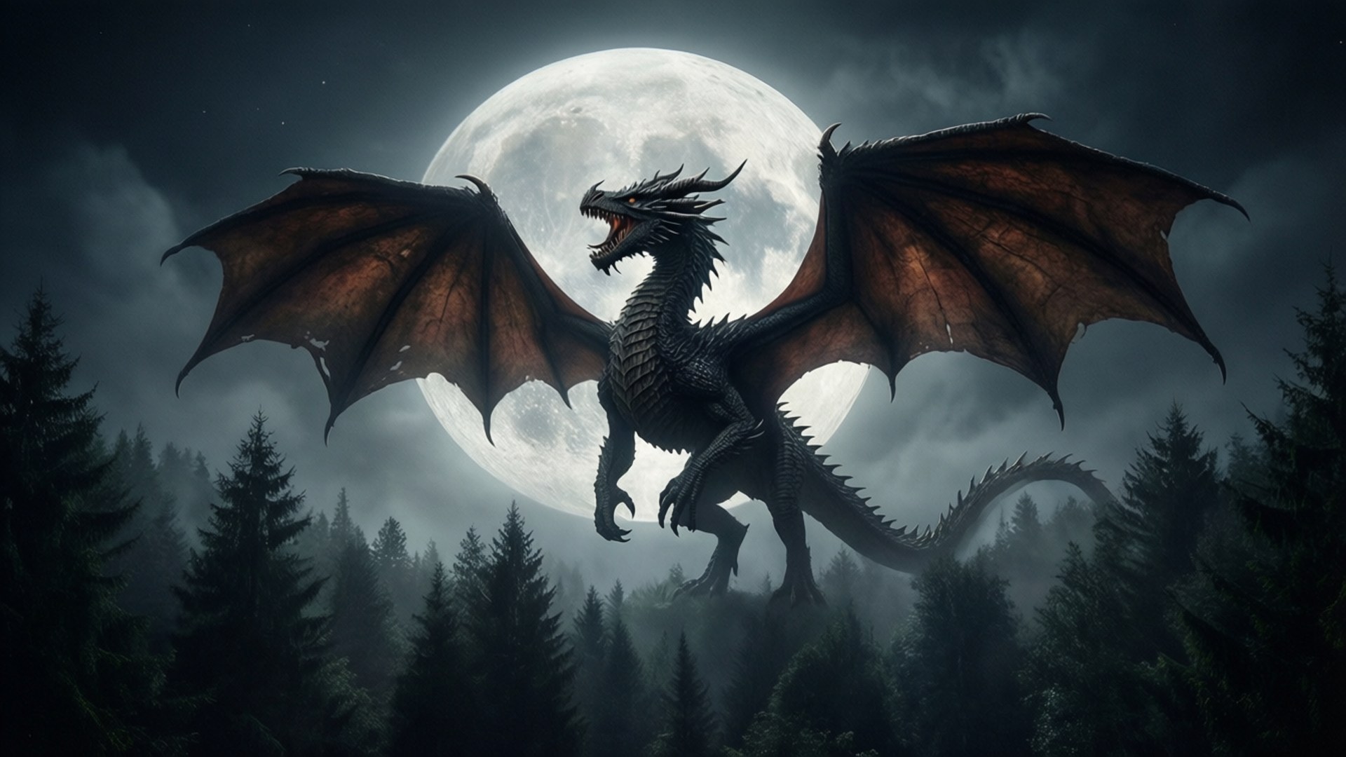 Dragón y Luna Fondos de pantalla