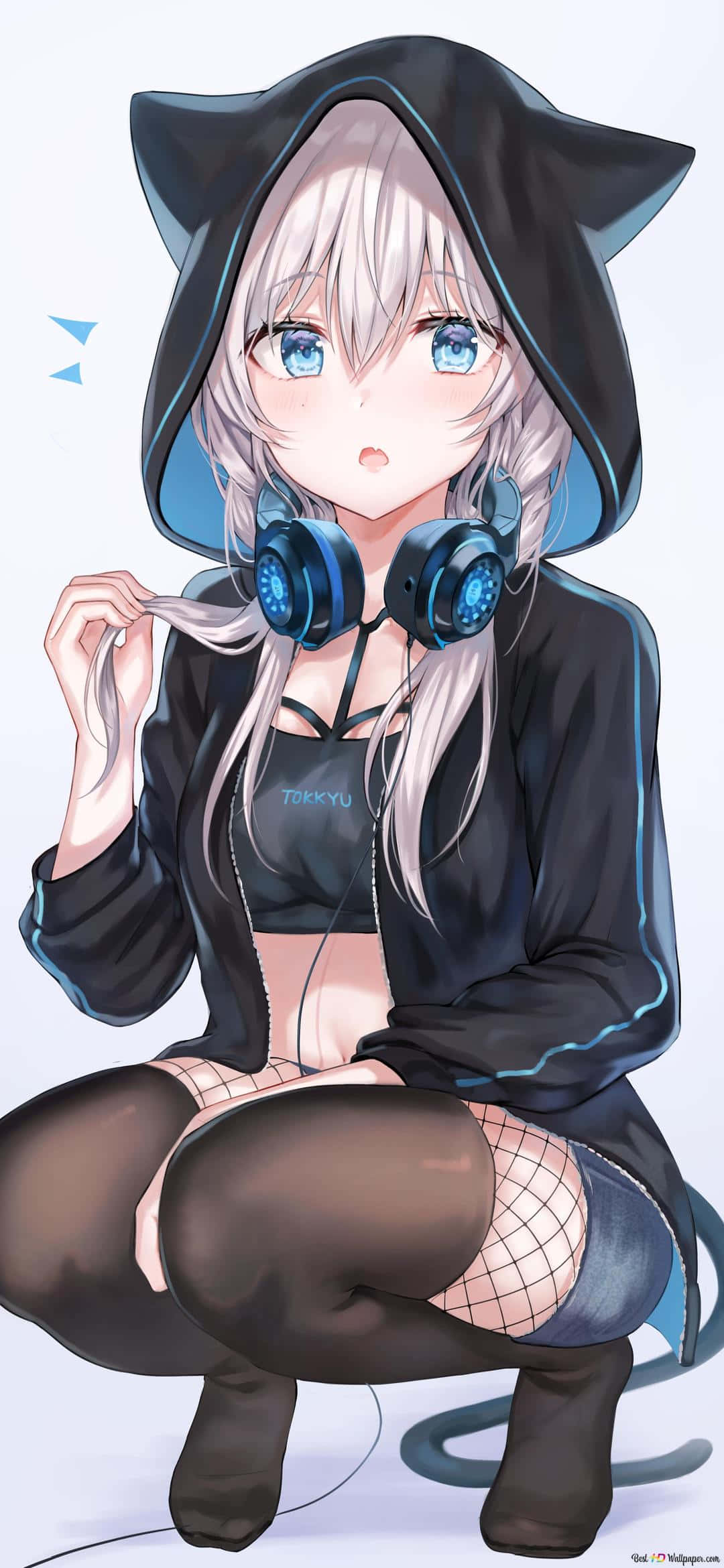 Dulce Chica Anime Linda con Audífonos Fondos de pantalla