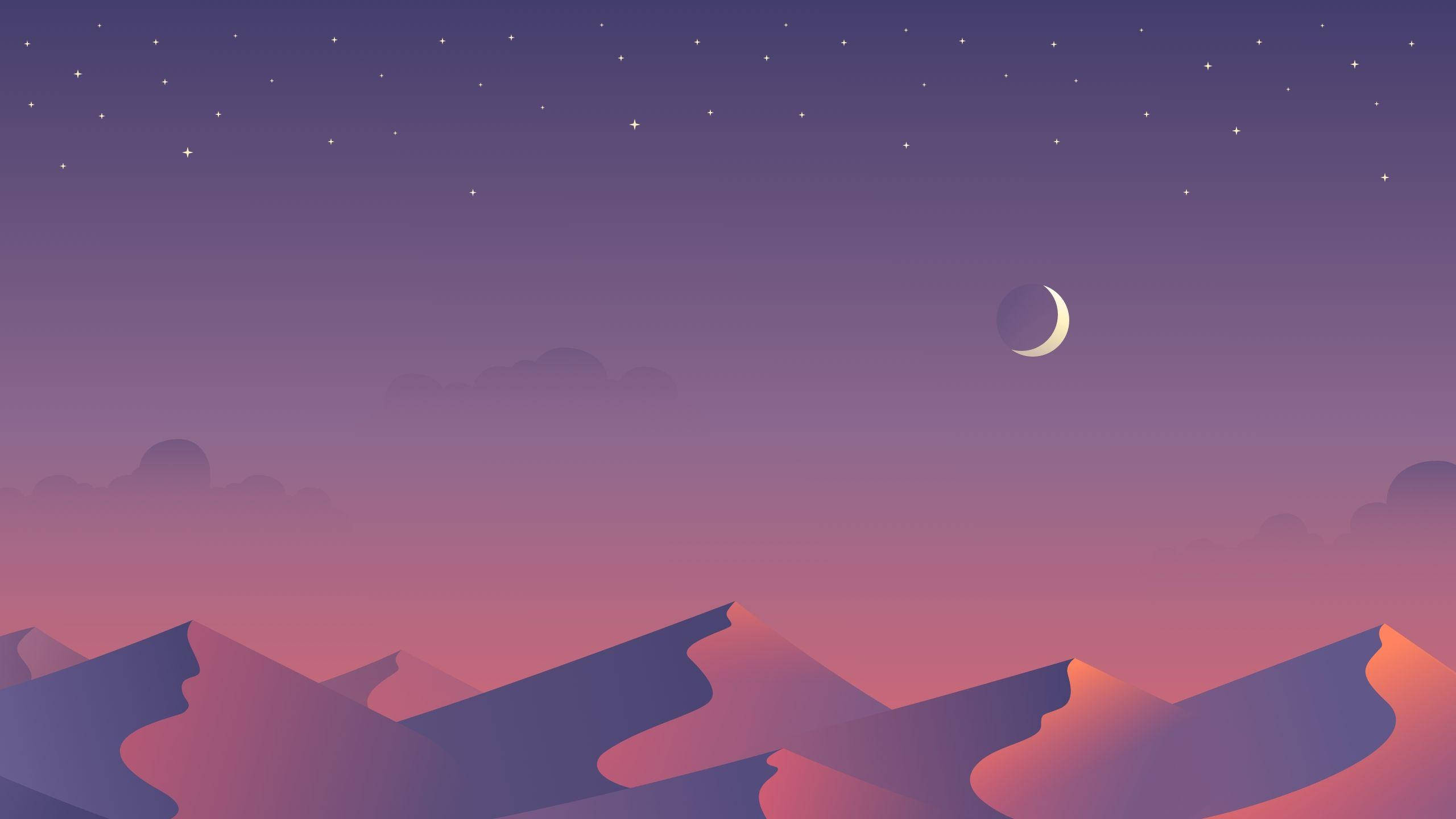 Dunas de arena bajo luna creciente, estética indie para laptop Fondos de pantalla