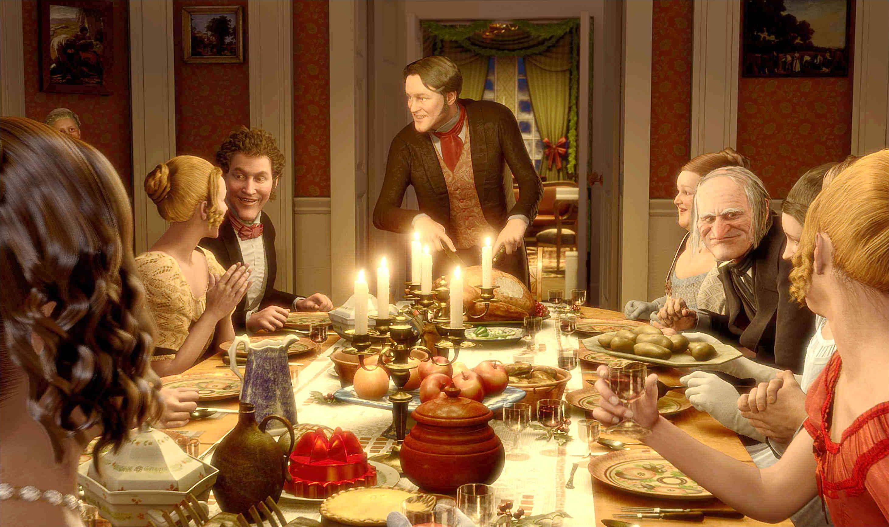 Ebenezer Scrooge descubre el verdadero espíritu de la Navidad Fondos de pantalla
