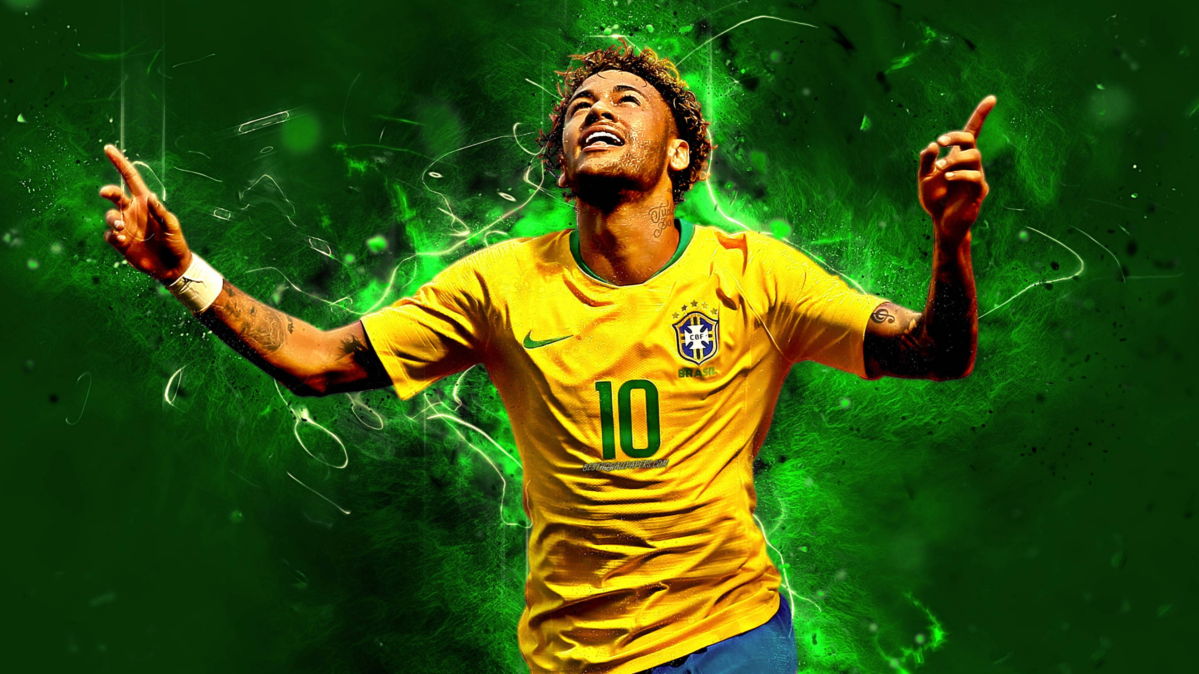 Edición de fan de Neymar en 4K con neón verde Fondos de pantalla