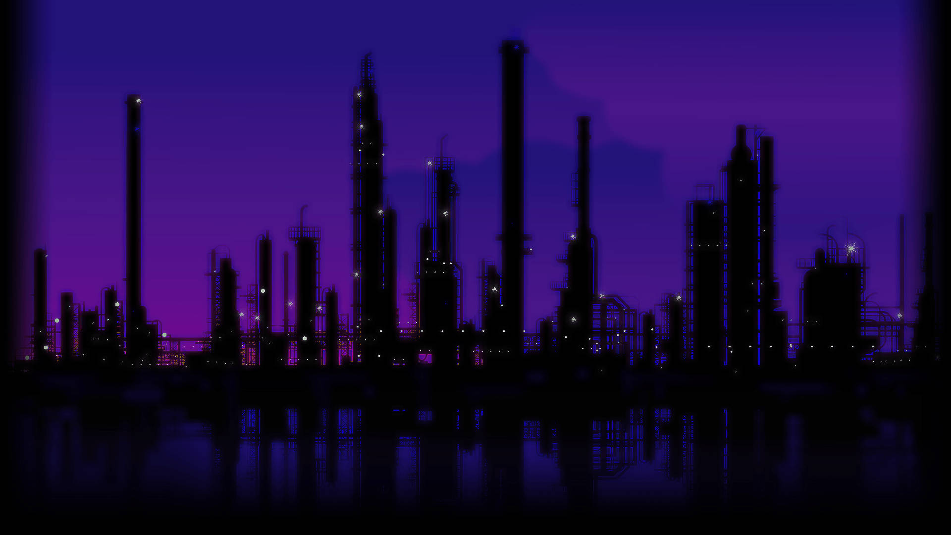 Edificios de ciudad estética púrpura oscuro Fondos de pantalla