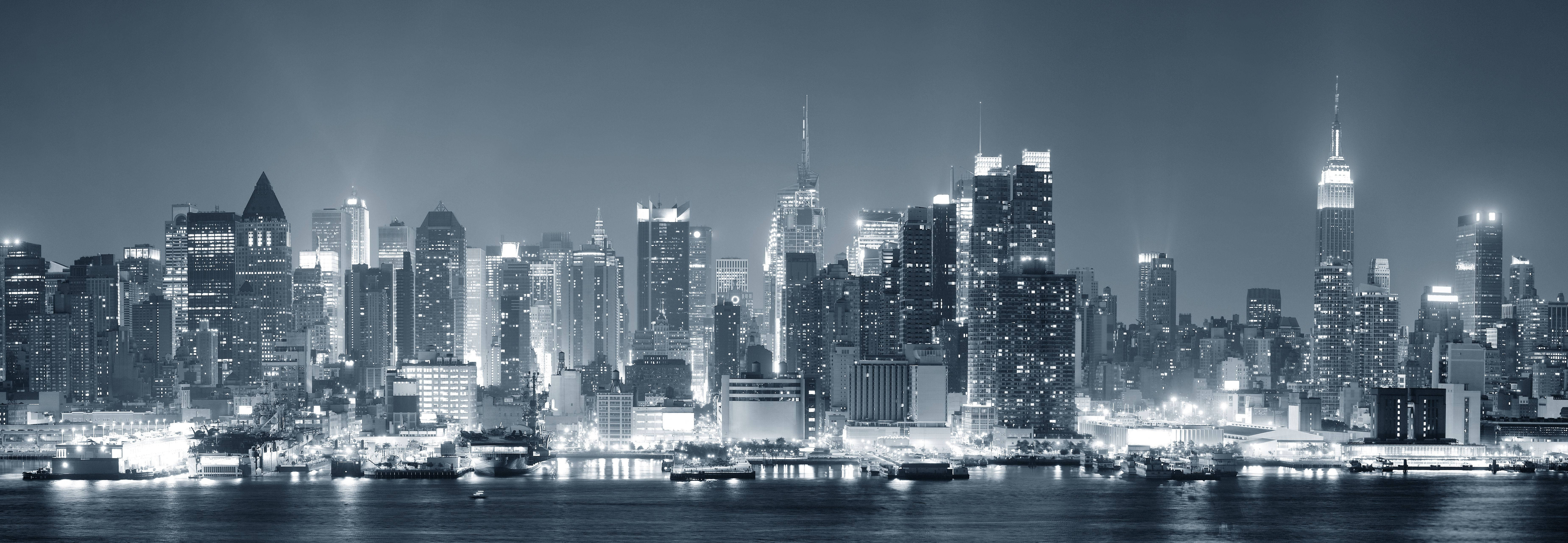 Edificios en Blanco y Negro para Dos Monitores Fondos de pantalla