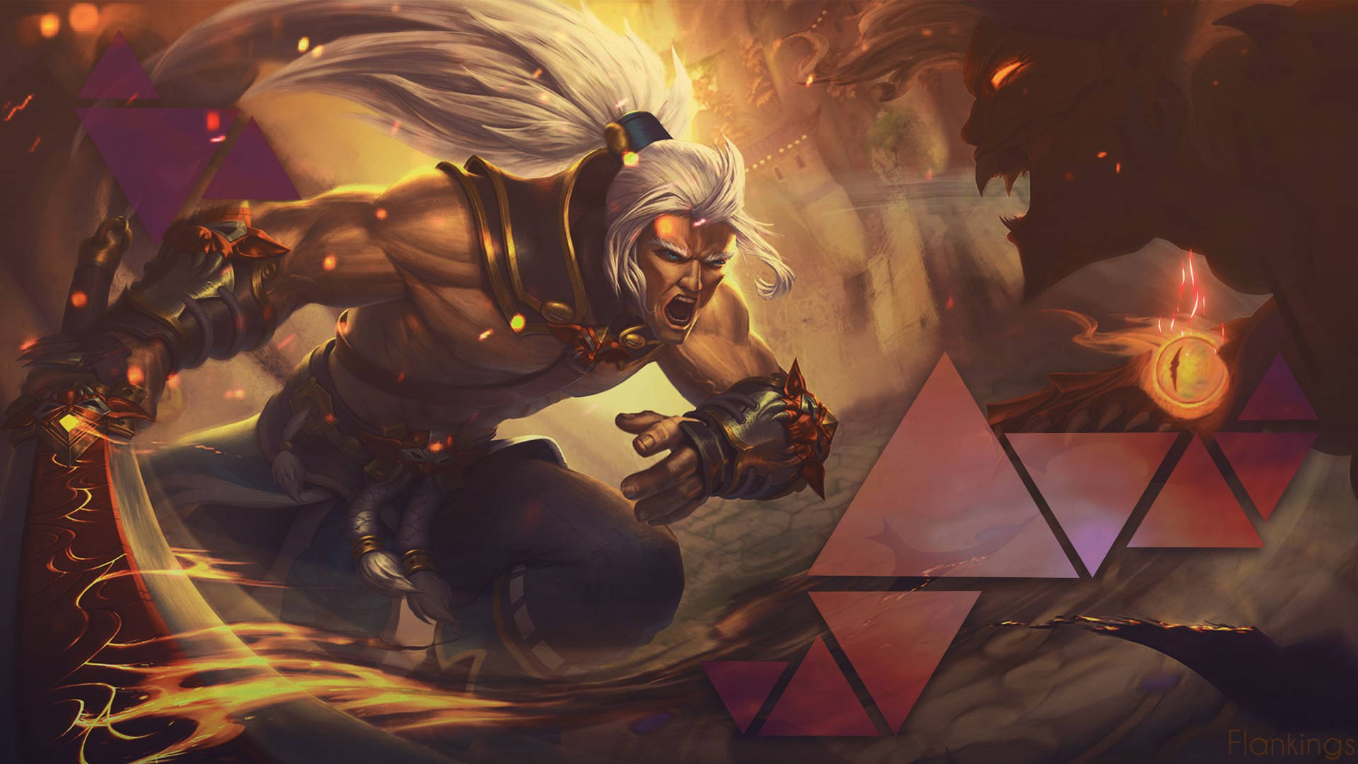 Fondo de pantalla genial de Demon Slayer del Paladín atacando con su espada.