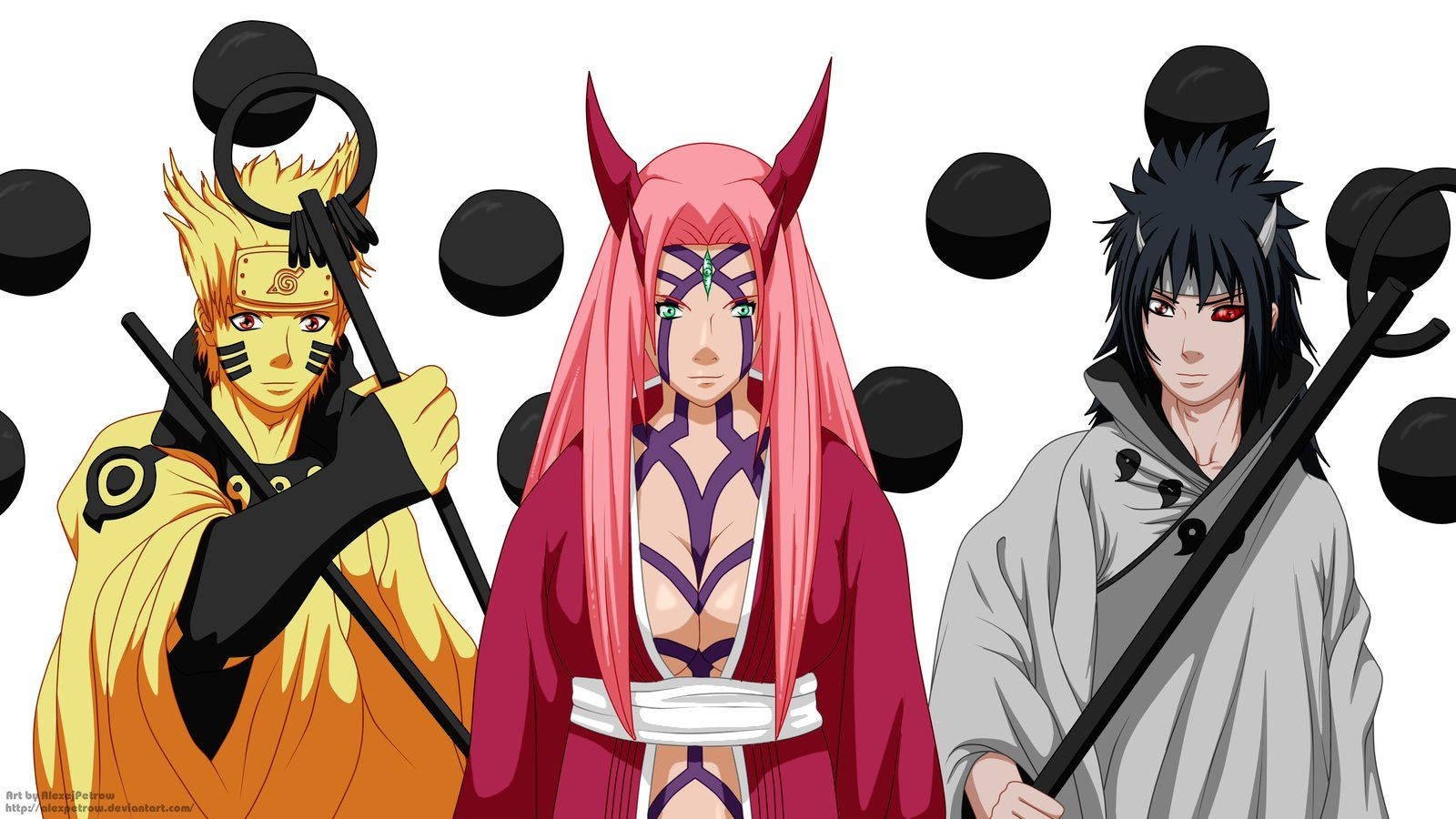 Miembros del Equipo 7 de Naruto en modo sabio fondo de pantalla.