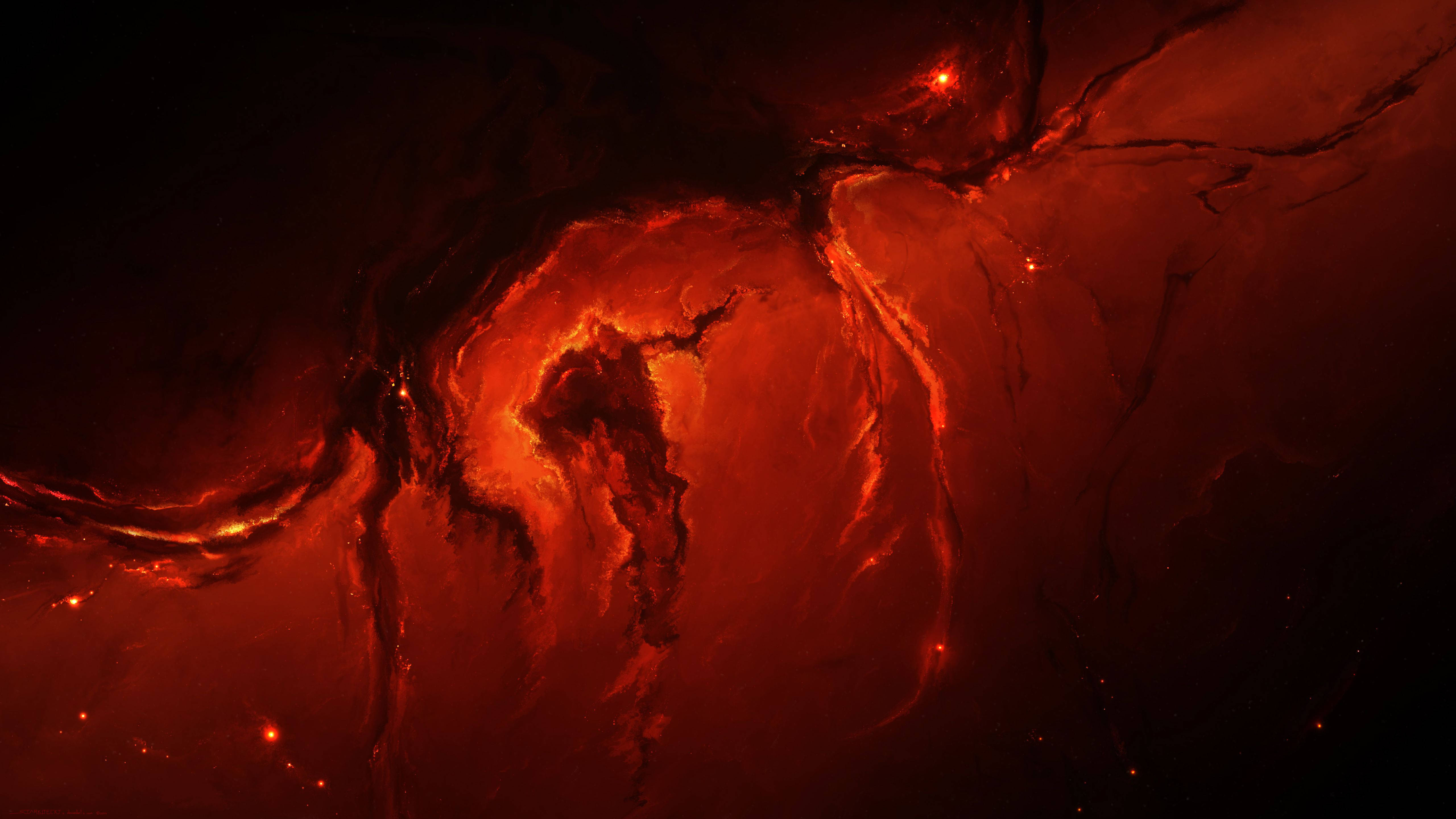 El fuego arde intensamente en la vasta extensión del espacio Fondos de pantalla