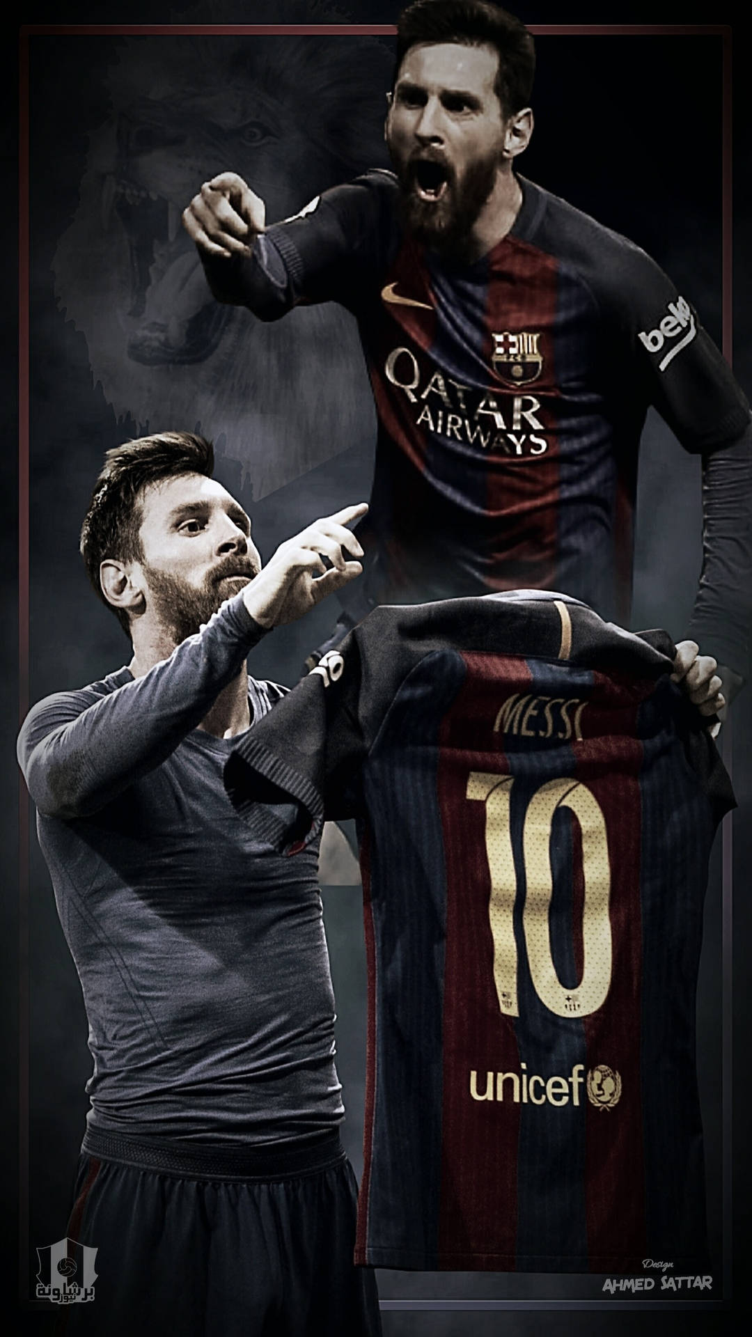 Fondo de pantalla de arte de Lionel Messi gritando y levantando su camiseta — Messi Fondos de pantalla