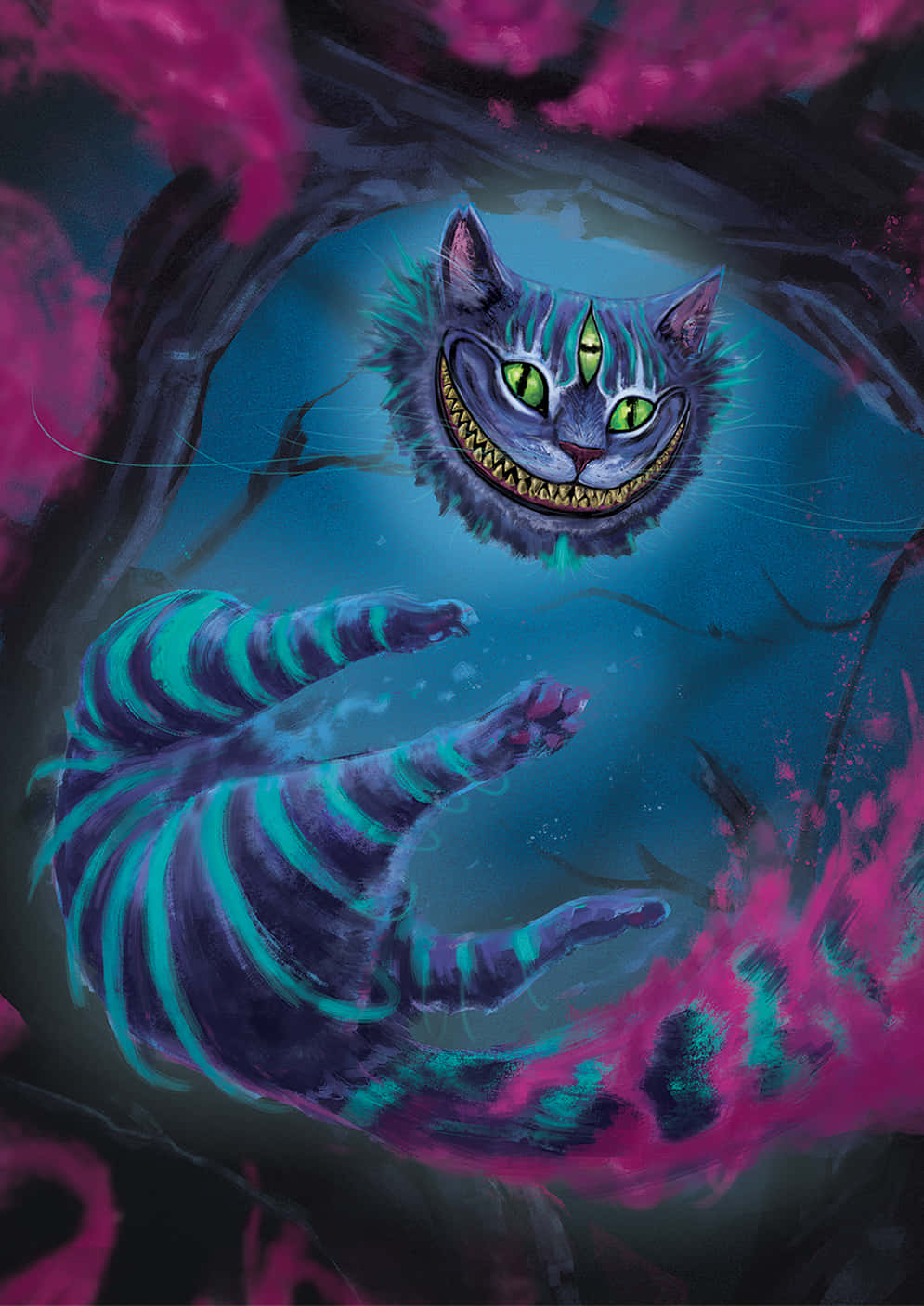 El icónico Gato de Cheshire, con su sonrisa traviesa, es un personaje clásico de las historias de Alicia en el País de las Maravillas. Fondos de pantalla