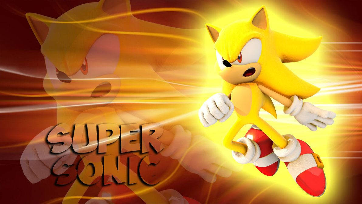 Fondo de pantalla del invencible Super Sonic amarillo.
