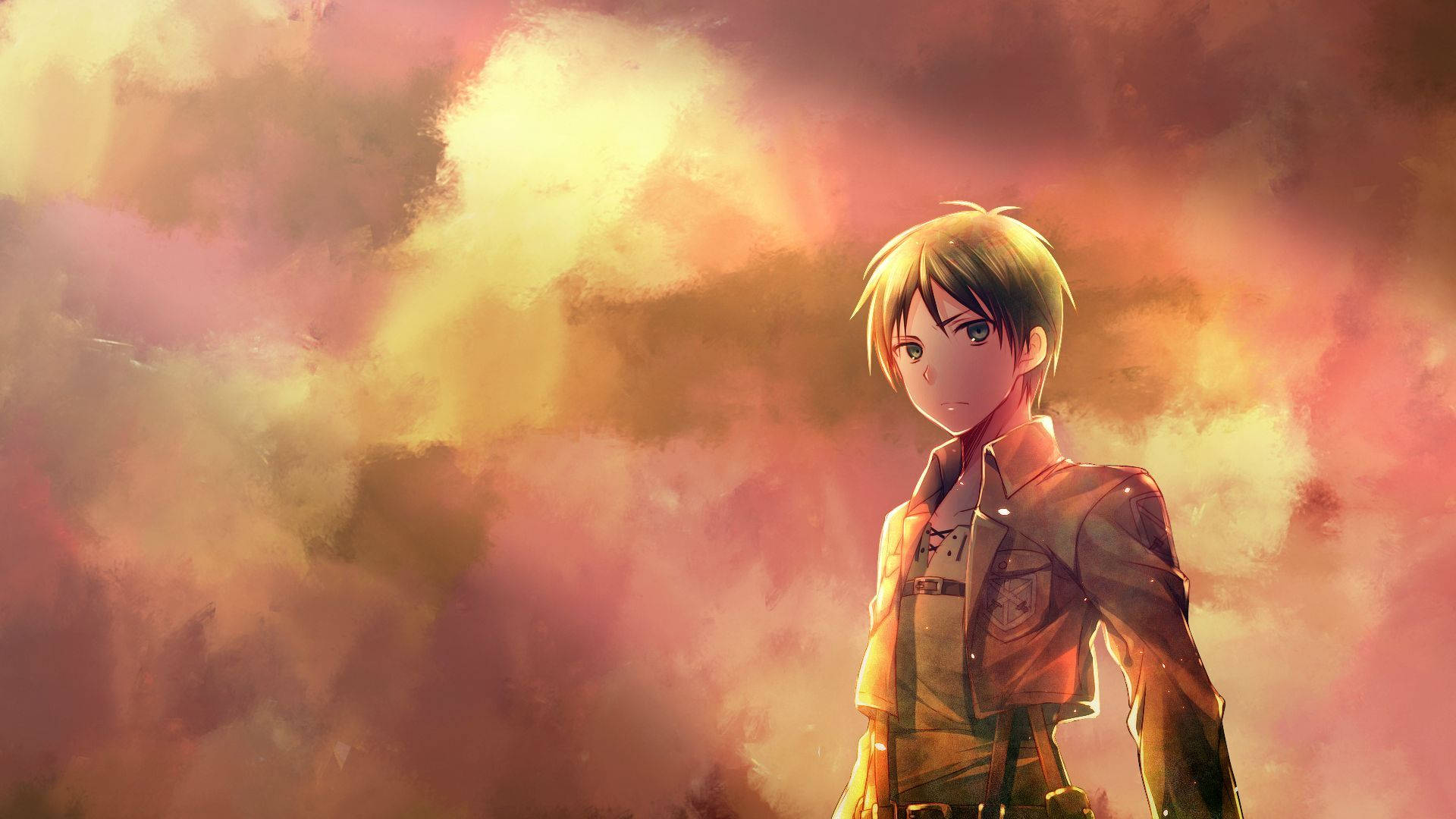 Fondo de pantalla de Attack On Titan de Eren Jaeger en su uniforme militar.