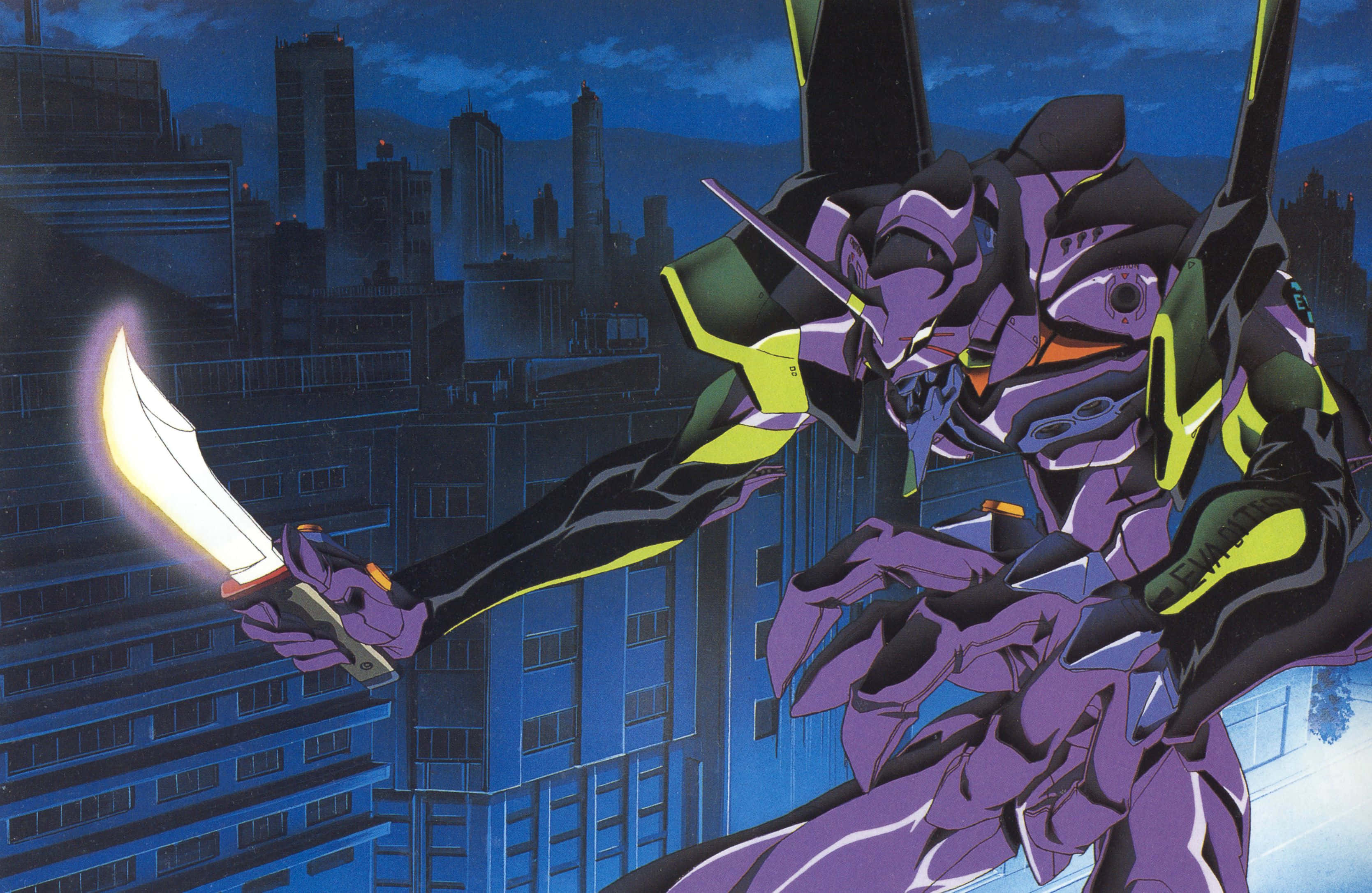 El personal de NERV defiende Tokio-3 de los invasores en Neon Genesis Evangelion. Fondos de pantalla
