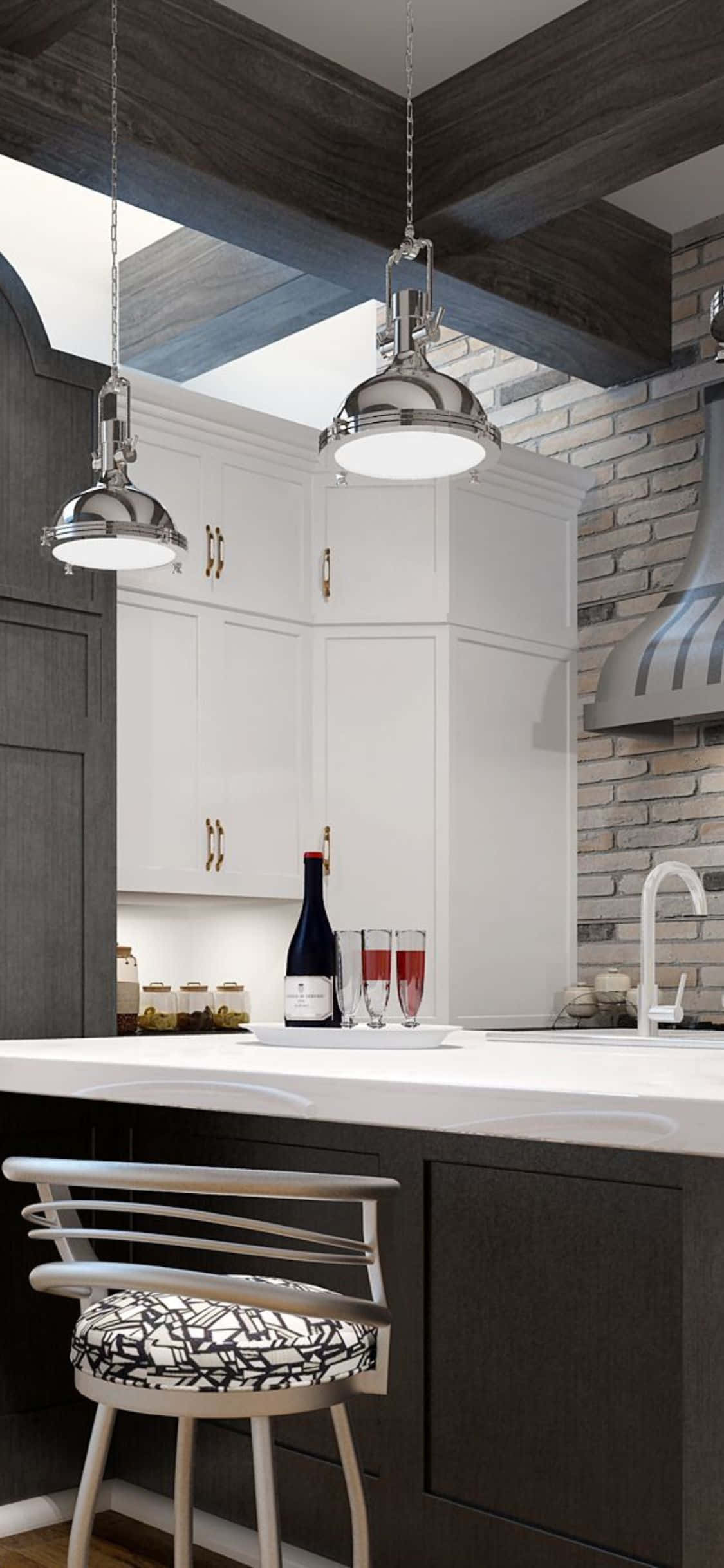 Elegante Fondo de Cocina Moderna para iPhone XS Fondos de pantalla