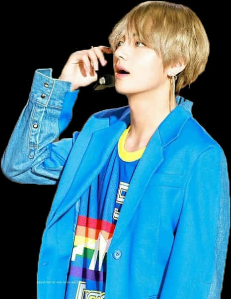 Elegante Taehyung con Chaqueta Azul Fondos de pantalla