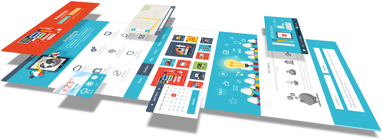 Elementos de diseño web 3D en vista en perspectiva Fondos de pantalla