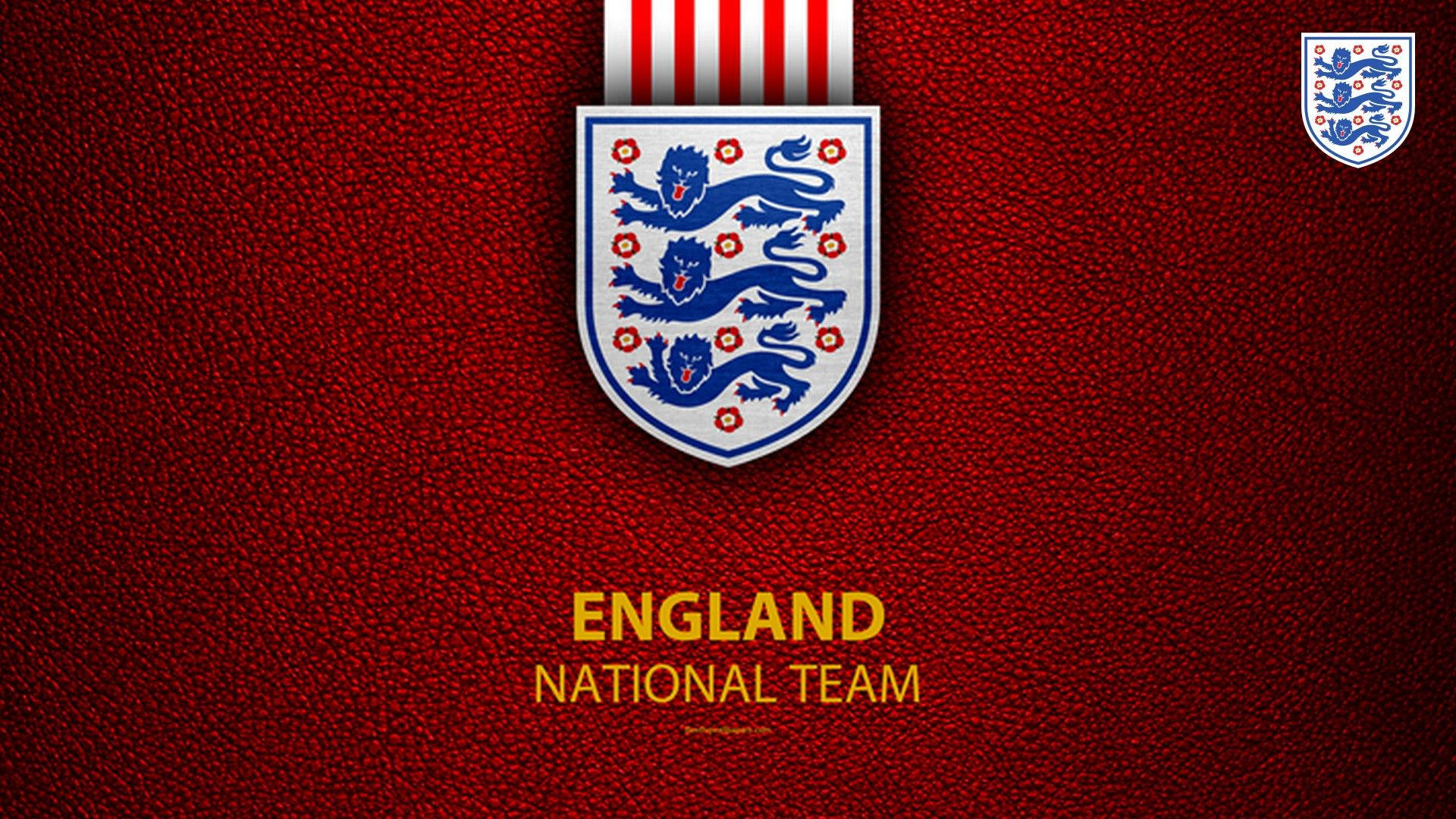 Emblema de la Selección Nacional de Fútbol de Inglaterra sobre un Fondo de Bandera Roja Oscura Fondos de pantalla