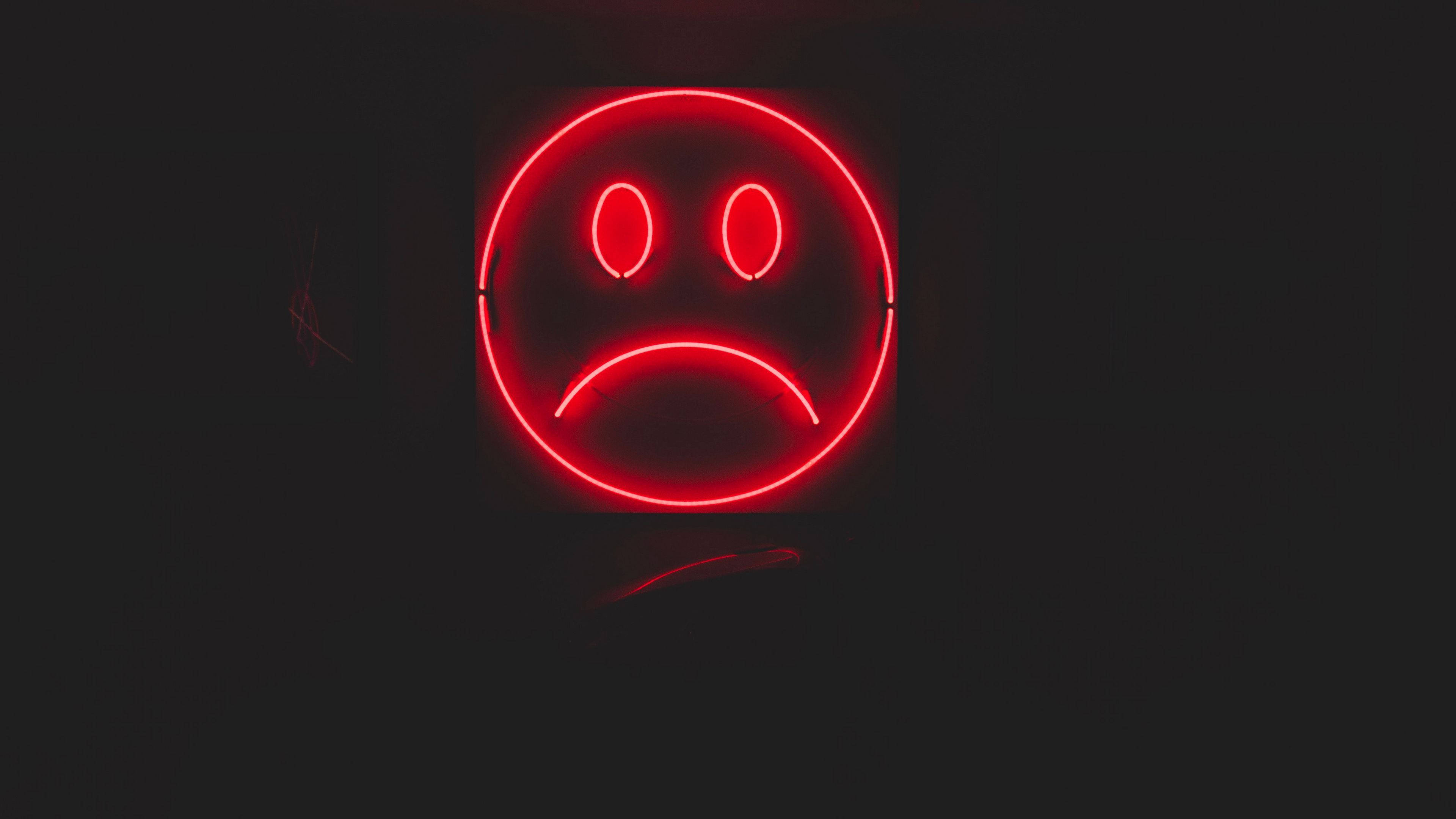 Emoji Triste Rojo 4K Fondos de pantalla