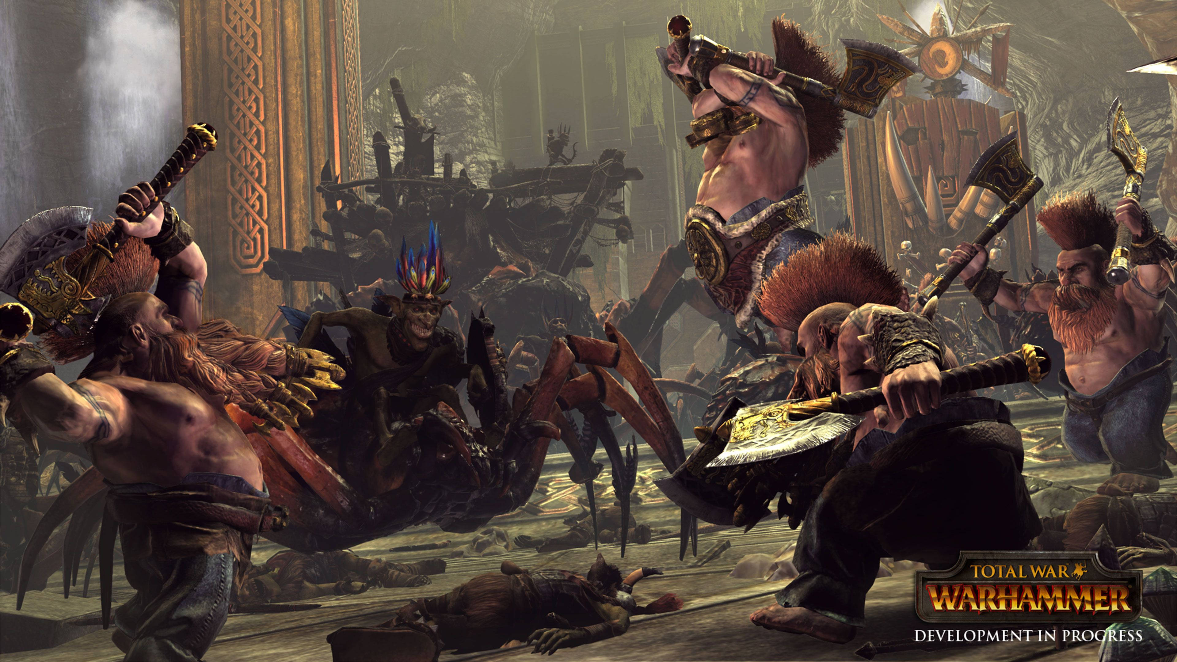 Enanos de Total War Warhammer Luchando contra Goblins Fondos de pantalla