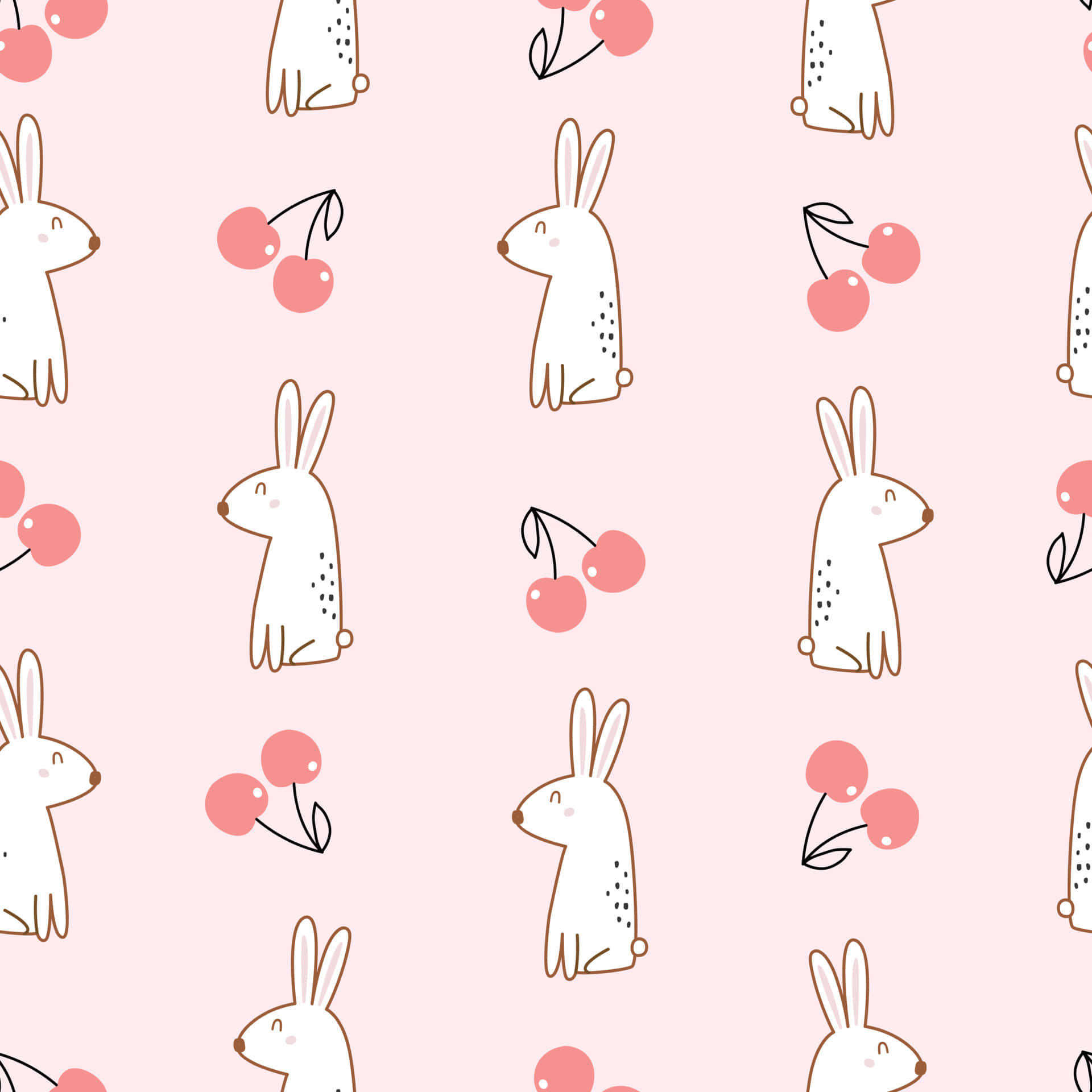 Encantador Conejo Rodeado de Adorables Cerezas Rosas Fondos de pantalla