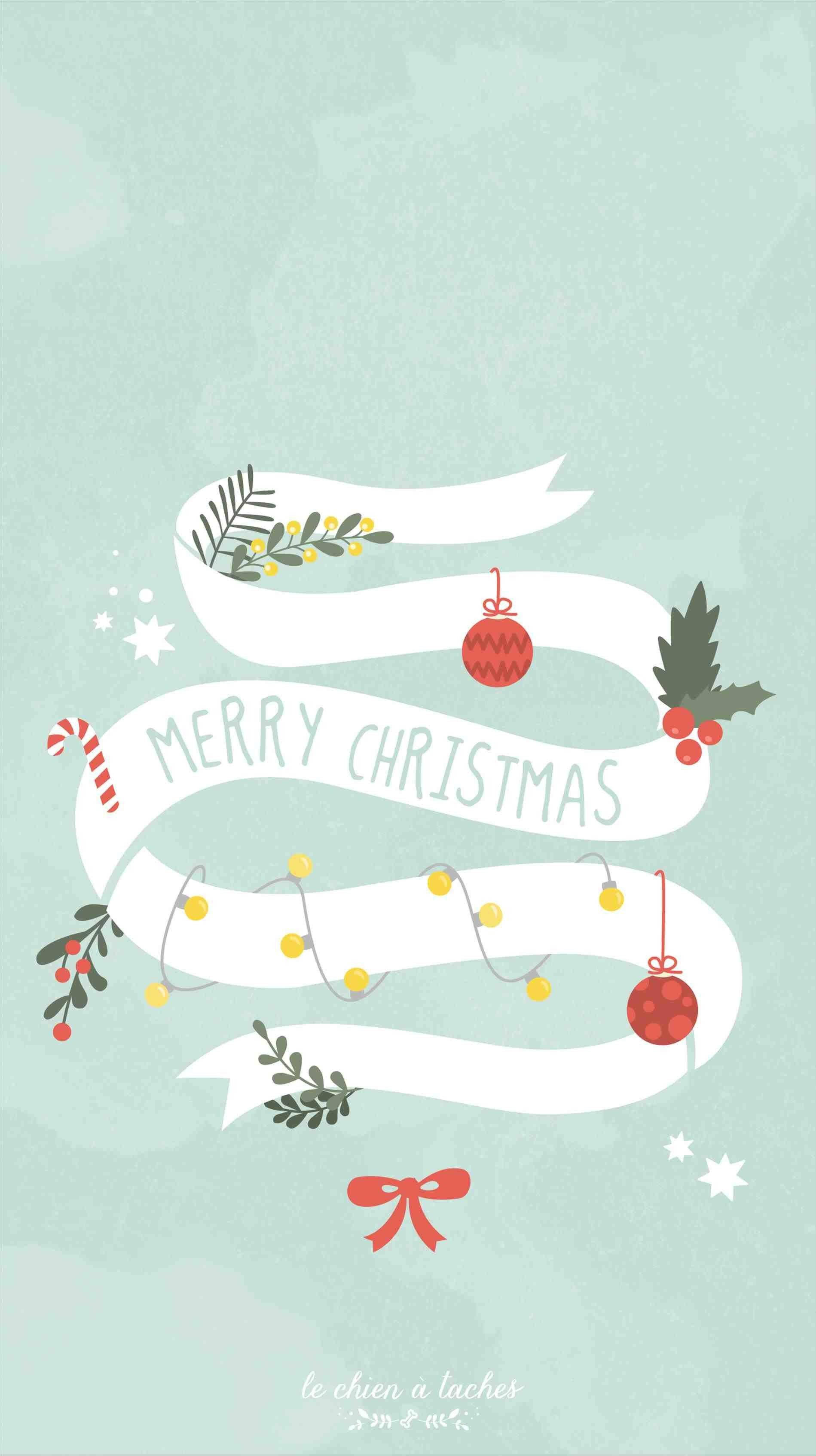 Encantadora ilustración de listón navideño para iPhone Fondos de pantalla