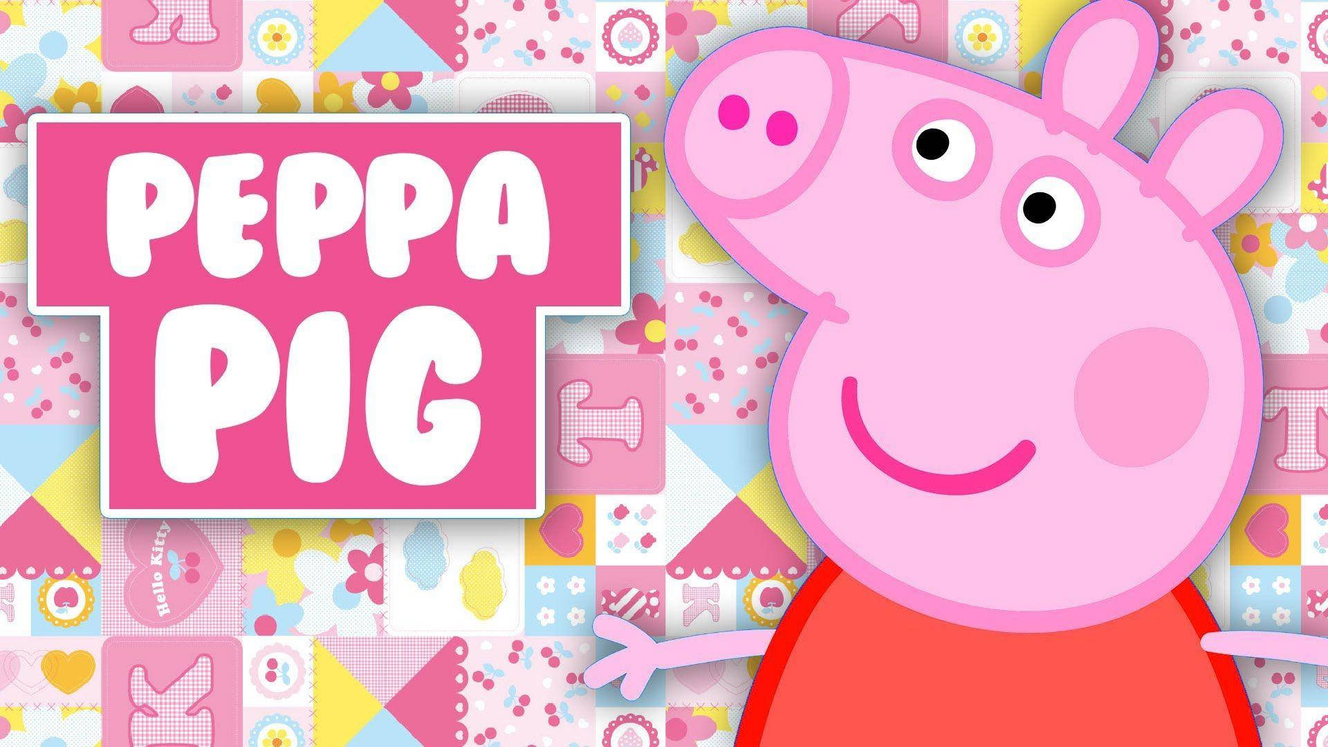 Encantadora Pantalla de Peppa Pig sobre Fondo de Hello Kitty Fondos de pantalla