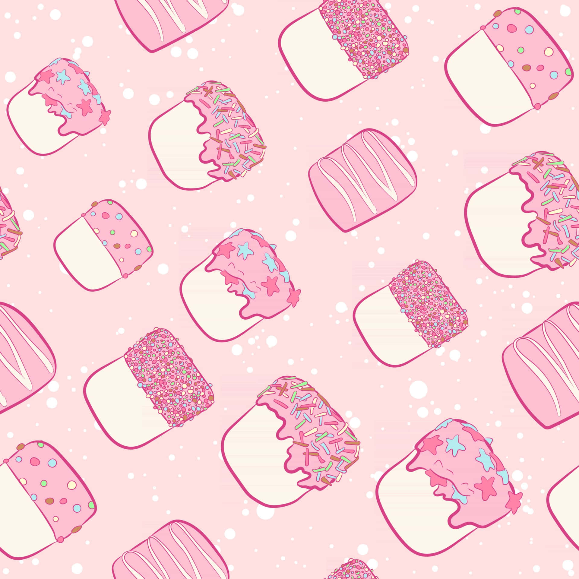 Encantadora variedad de elementos Kawaii sobre fondo rosa Fondos de pantalla