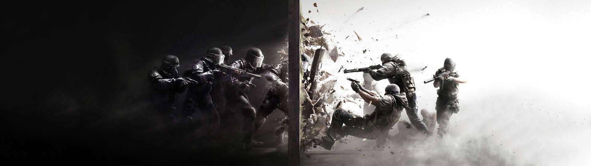 Soldados en guerra en fondo de pantalla blanco y negro para dos monitores