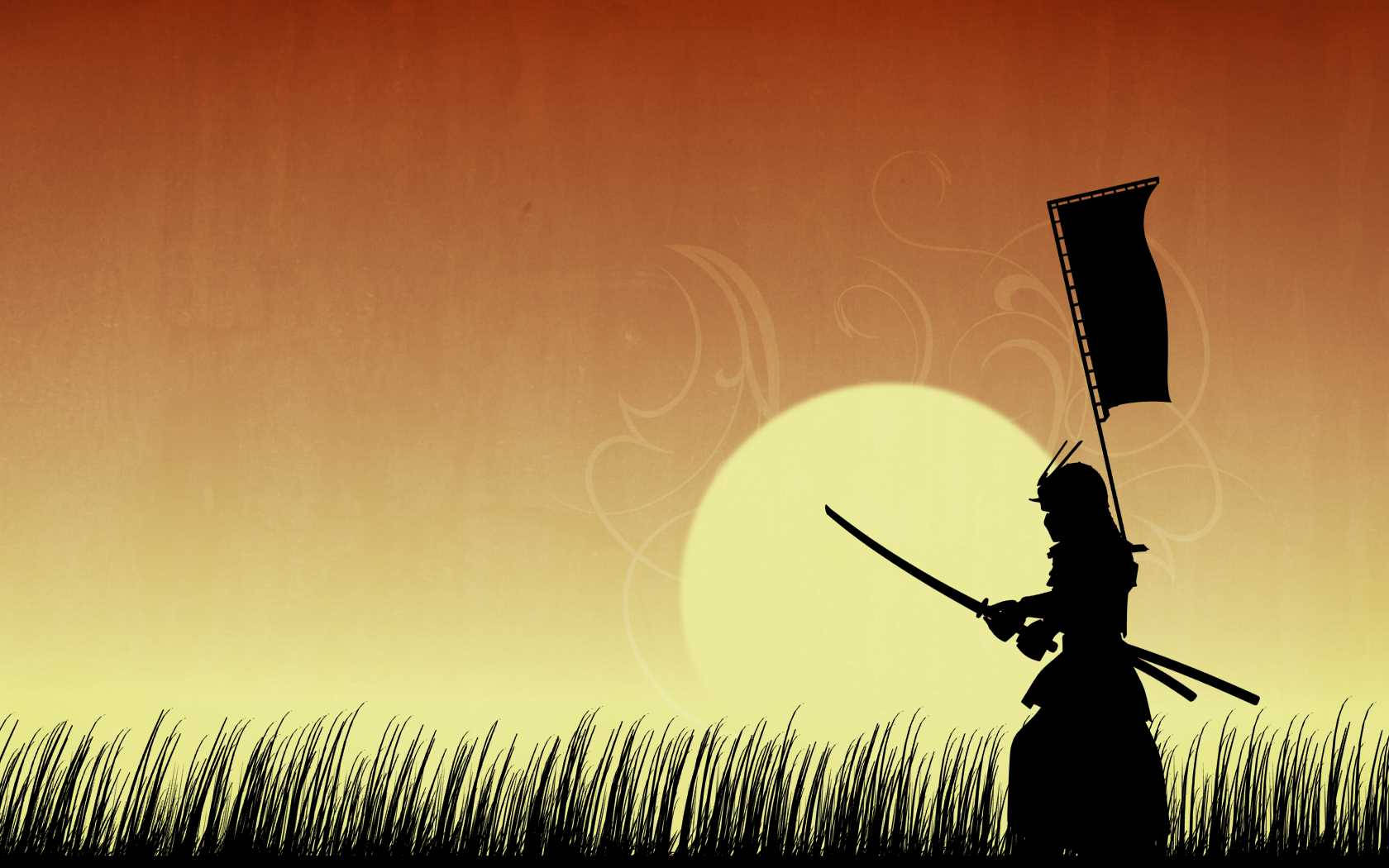 Entrenamiento de Samurái Japonés en Campo de Hierba Fondos de pantalla