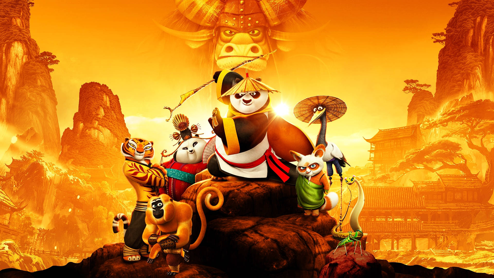 Épico Kung Fu Panda con Amigos Fondos de pantalla