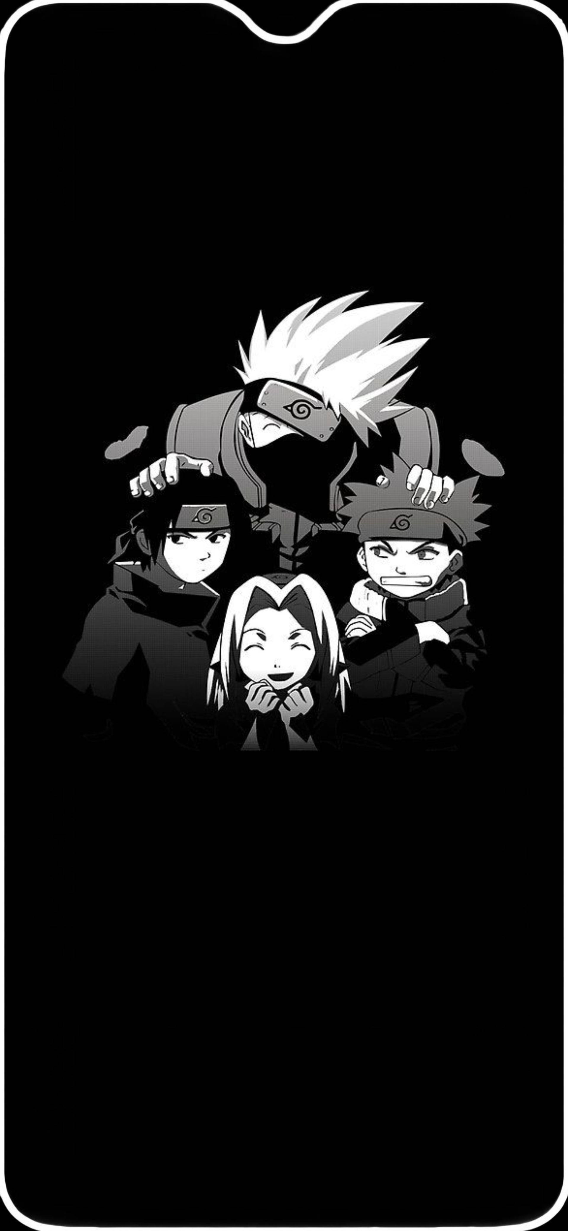 Equipo 7 de Naruto en blanco y negro para iPhone Fondos de pantalla