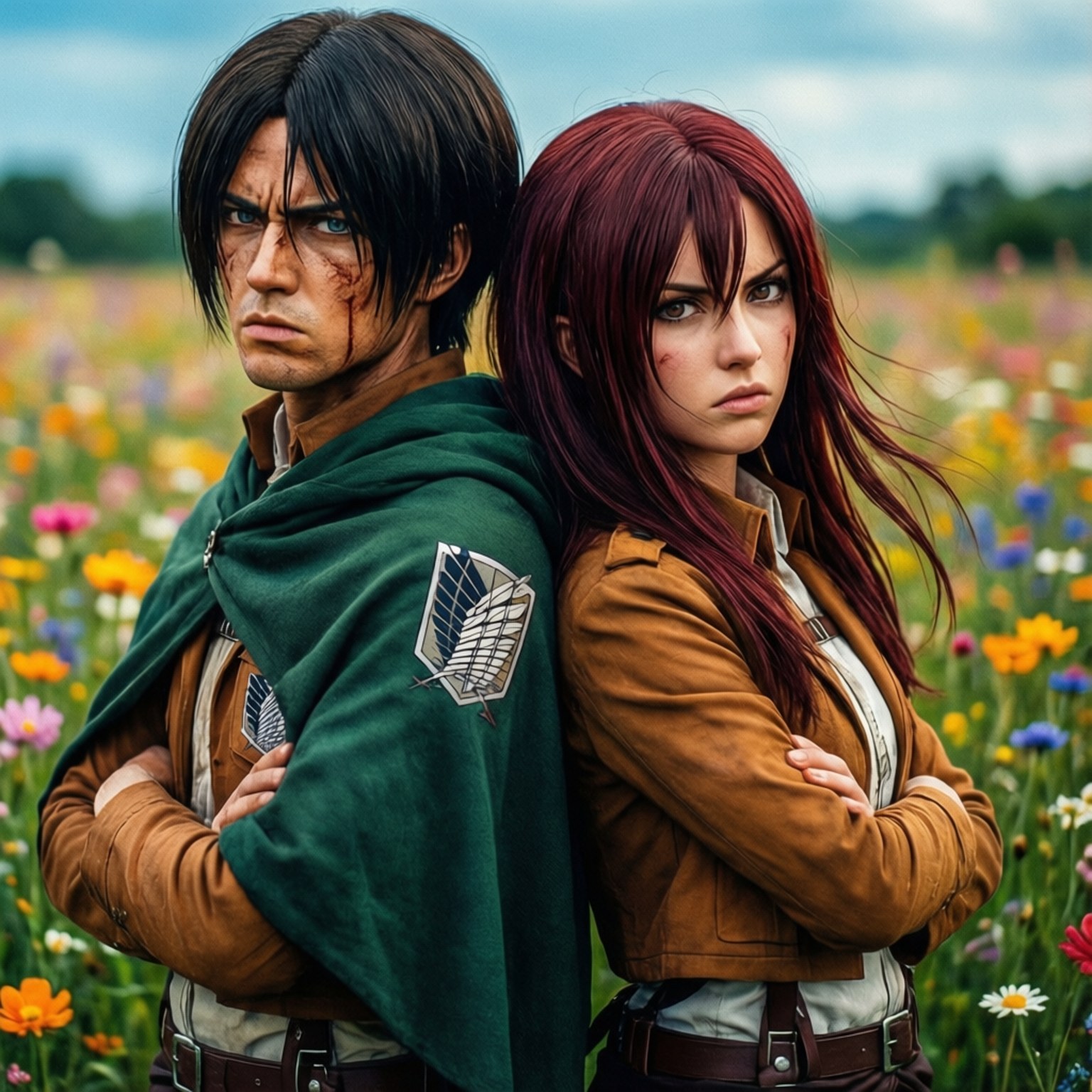 Eren e Historia espalda con espalda Fondos de pantalla