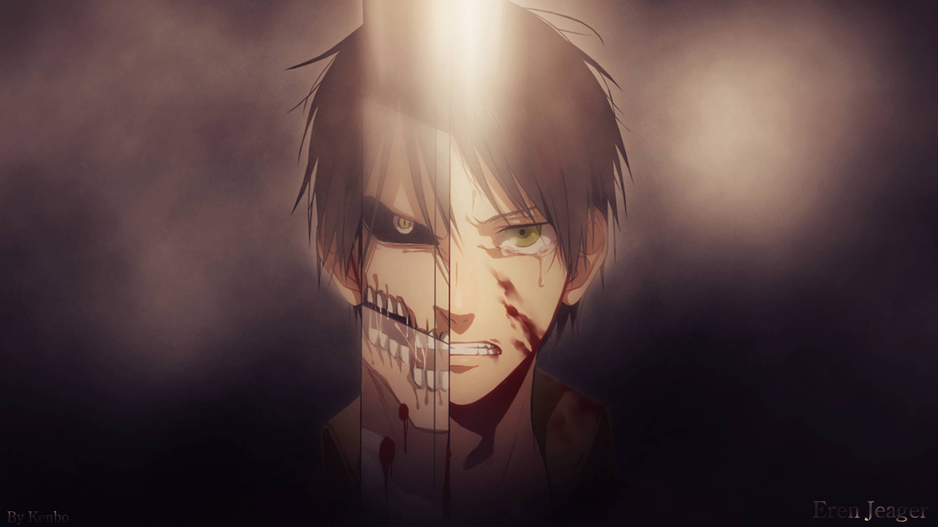 Eren Titán de Attack on Titan con el rostro ensangrentado Fondos de pantalla