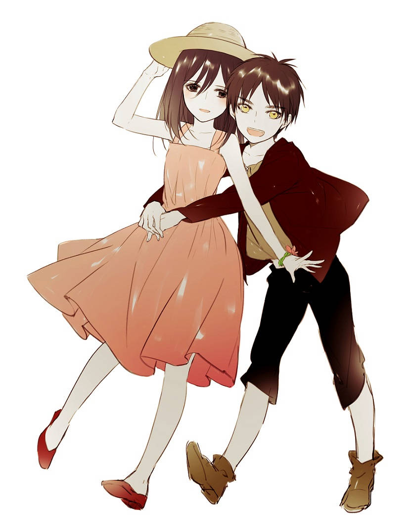 Eren y Mikasa Sonriendo y Abrazándose Tiernamente Fondos de pantalla
