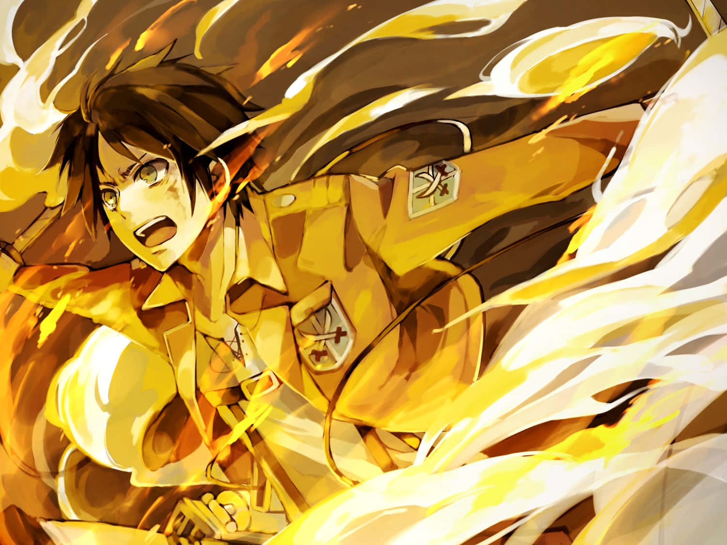 Eren Yeager Fuego Ataque al Titan Anime Fondos de pantalla