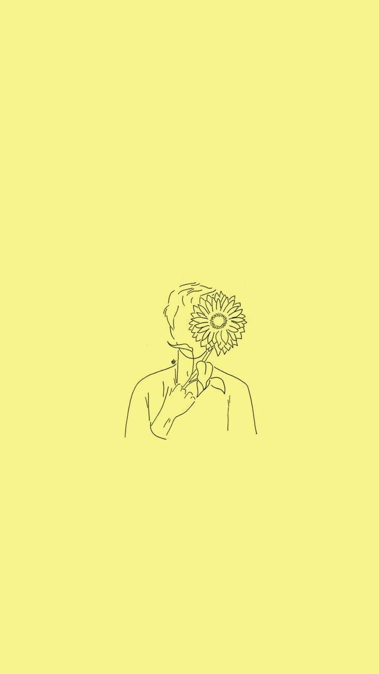Esbozos estéticos de un niño con girasol Fondos de pantalla