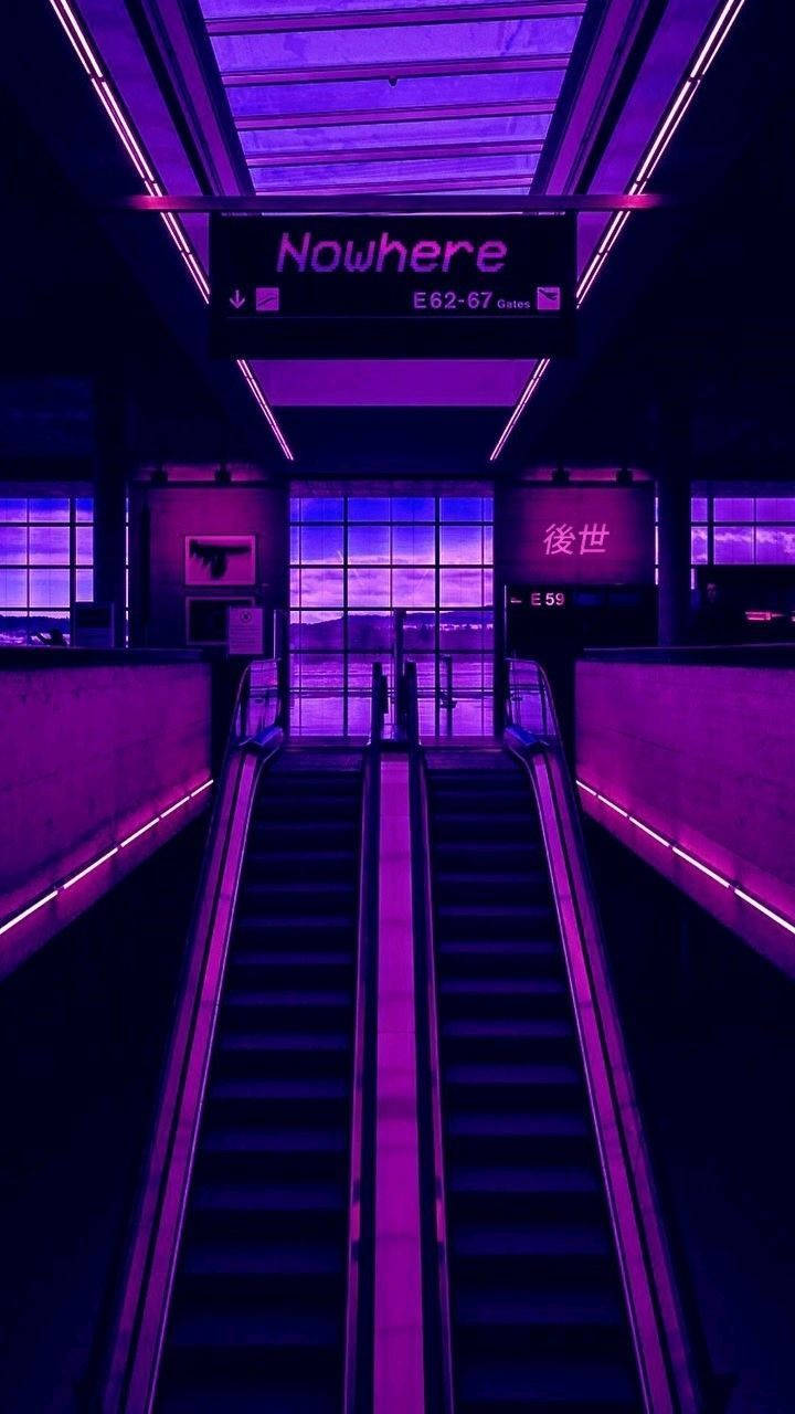 Escalera Eléctrica de Anime Estética Púrpura Oscuro Fondos de pantalla