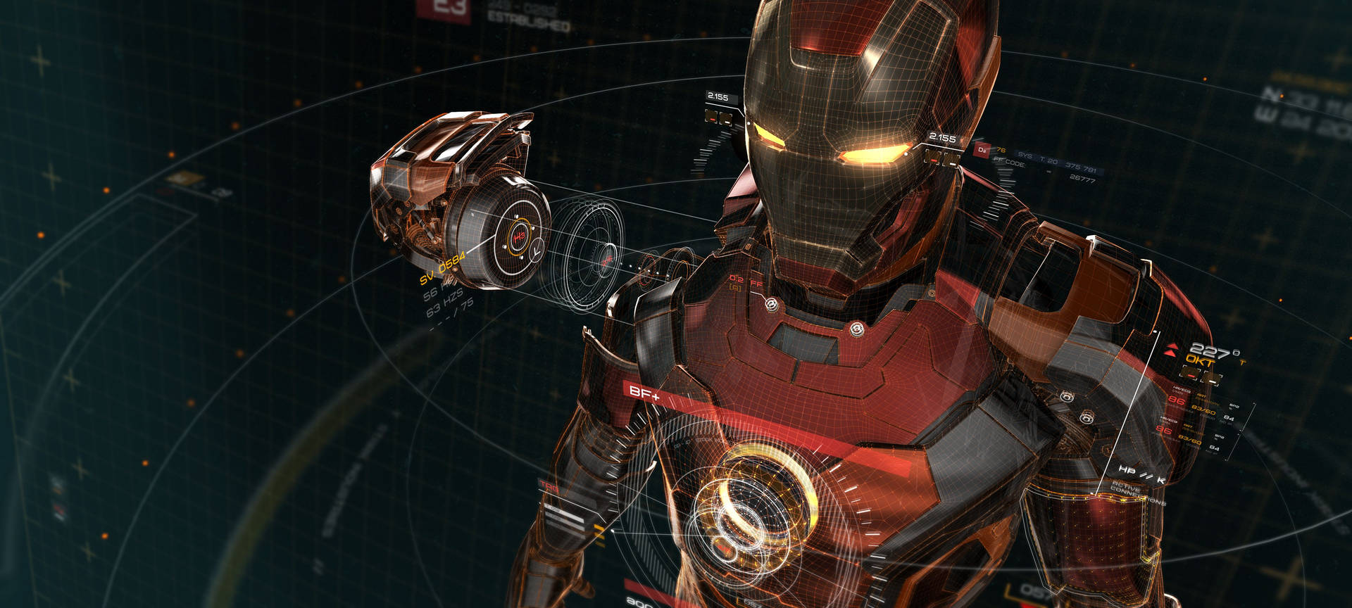 Fondo de pantalla de escaneo de IA de Iron Man