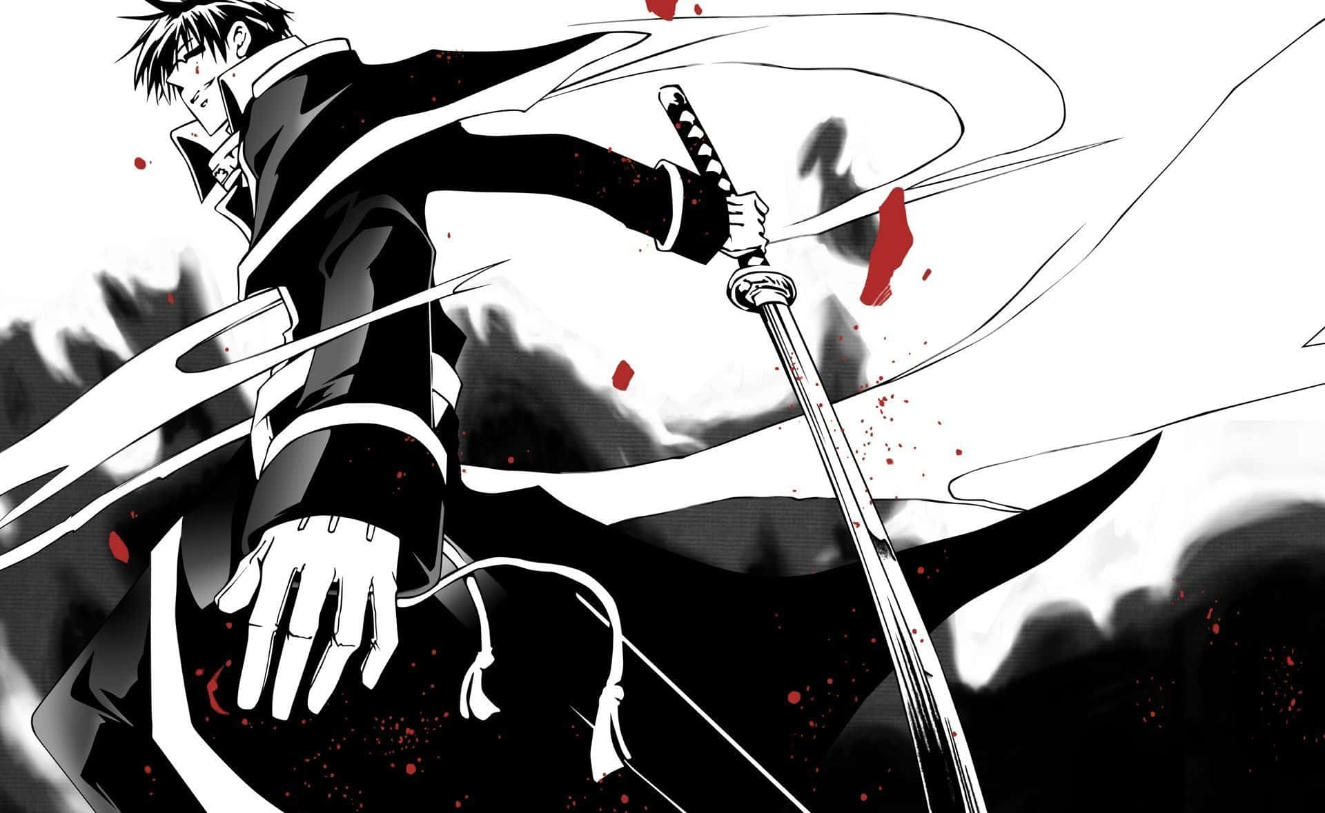 Escena cautivadora de anime en blanco y negro Fondos de pantalla