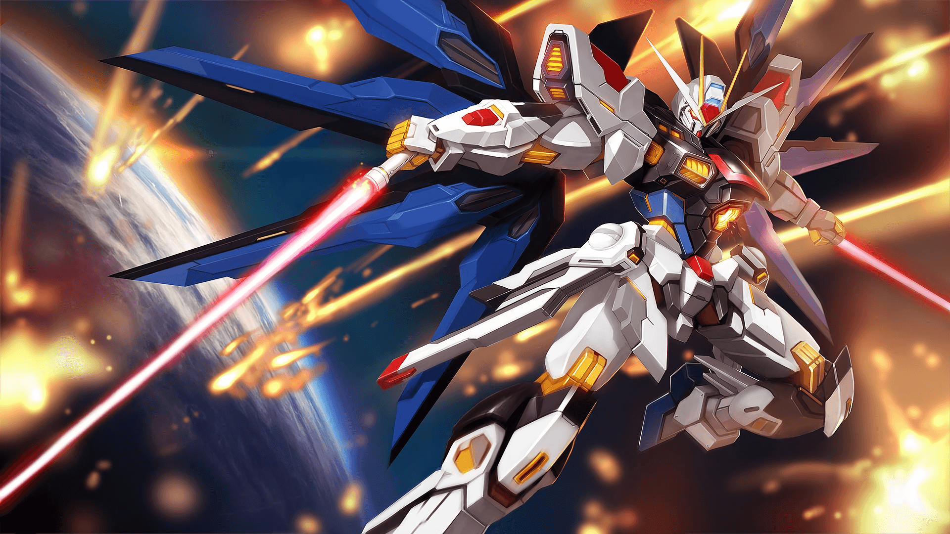 Escena de Batalla Épica entre Guerreros Gundam Legendarios Fondos de pantalla