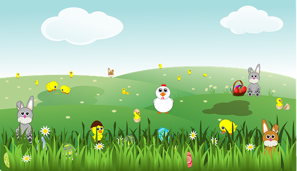 Escena de caricatura de celebración de Pascua Fondos de pantalla