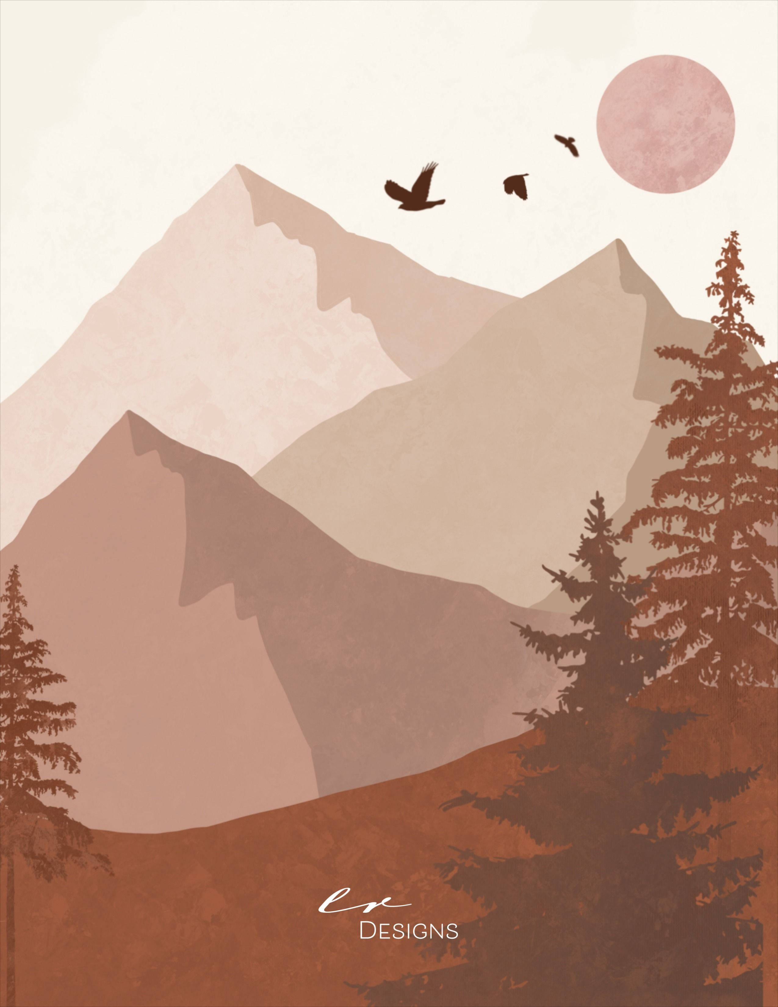 Escena de Montaña Neutra con Estética Boho Fondos de pantalla