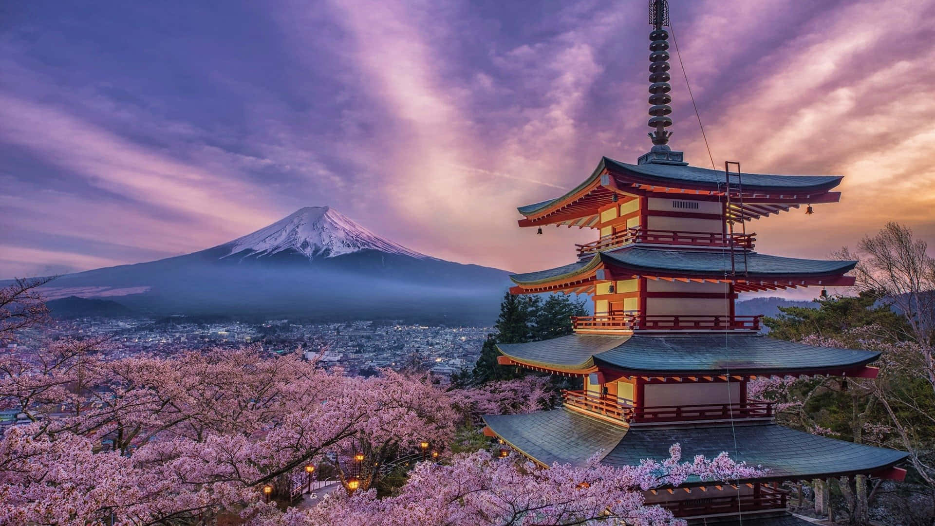 Escena del Fuji desde la Pagoda Chureito Fondos de pantalla