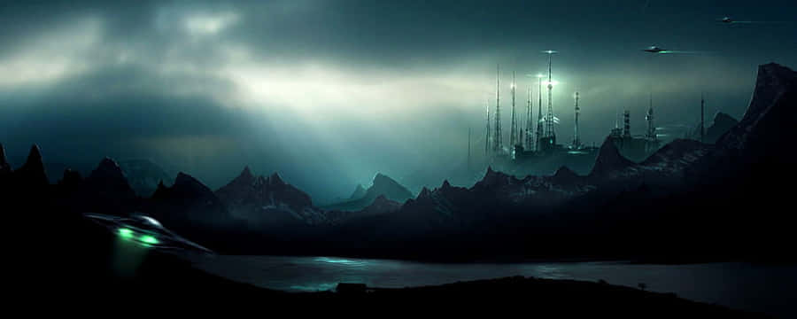 Escena Nocturna de Fantasía Oscura como Escritorio Panorámico Fondos de pantalla