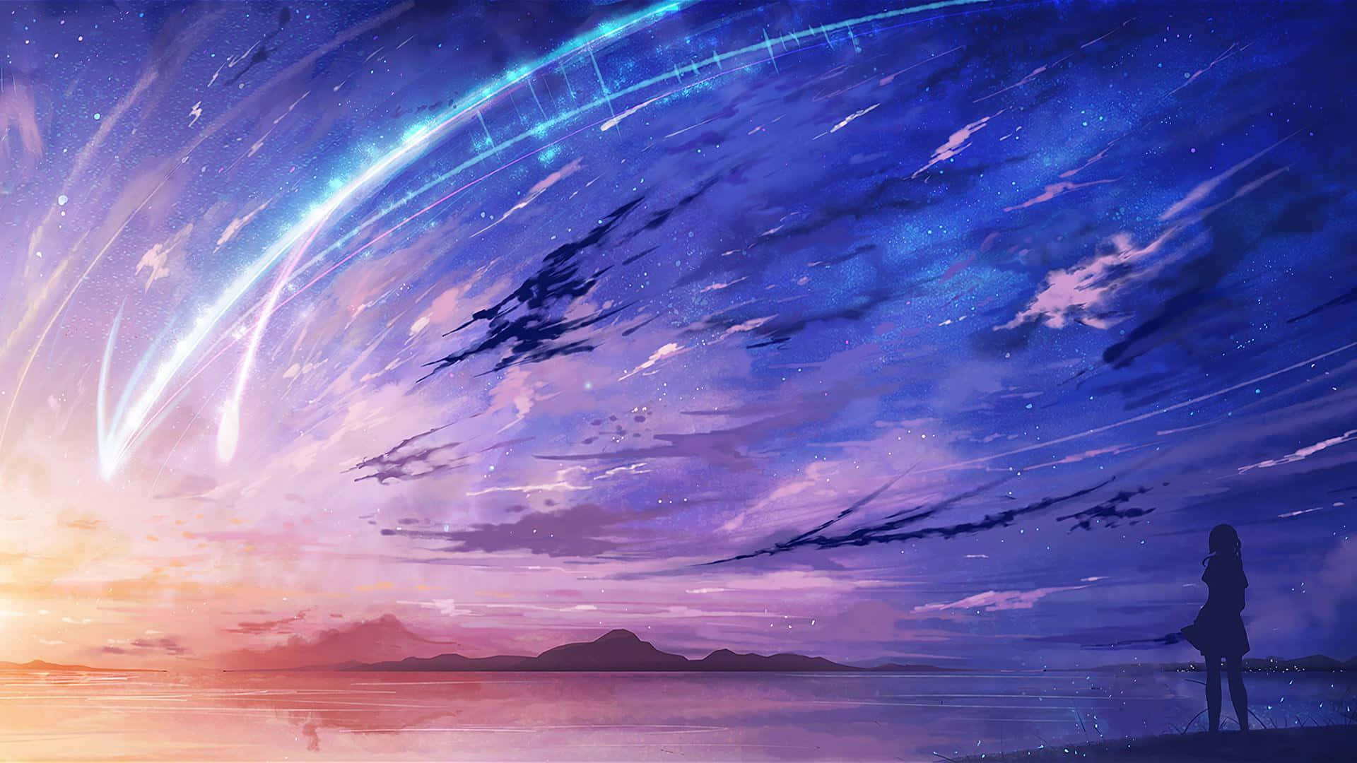 Escena surrealista de un mundo de fantasía anime púrpura Fondos de pantalla