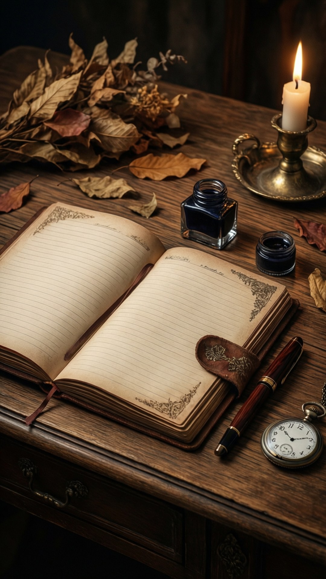 Escribiendo un diario con reloj de bolsillo Fondos de pantalla