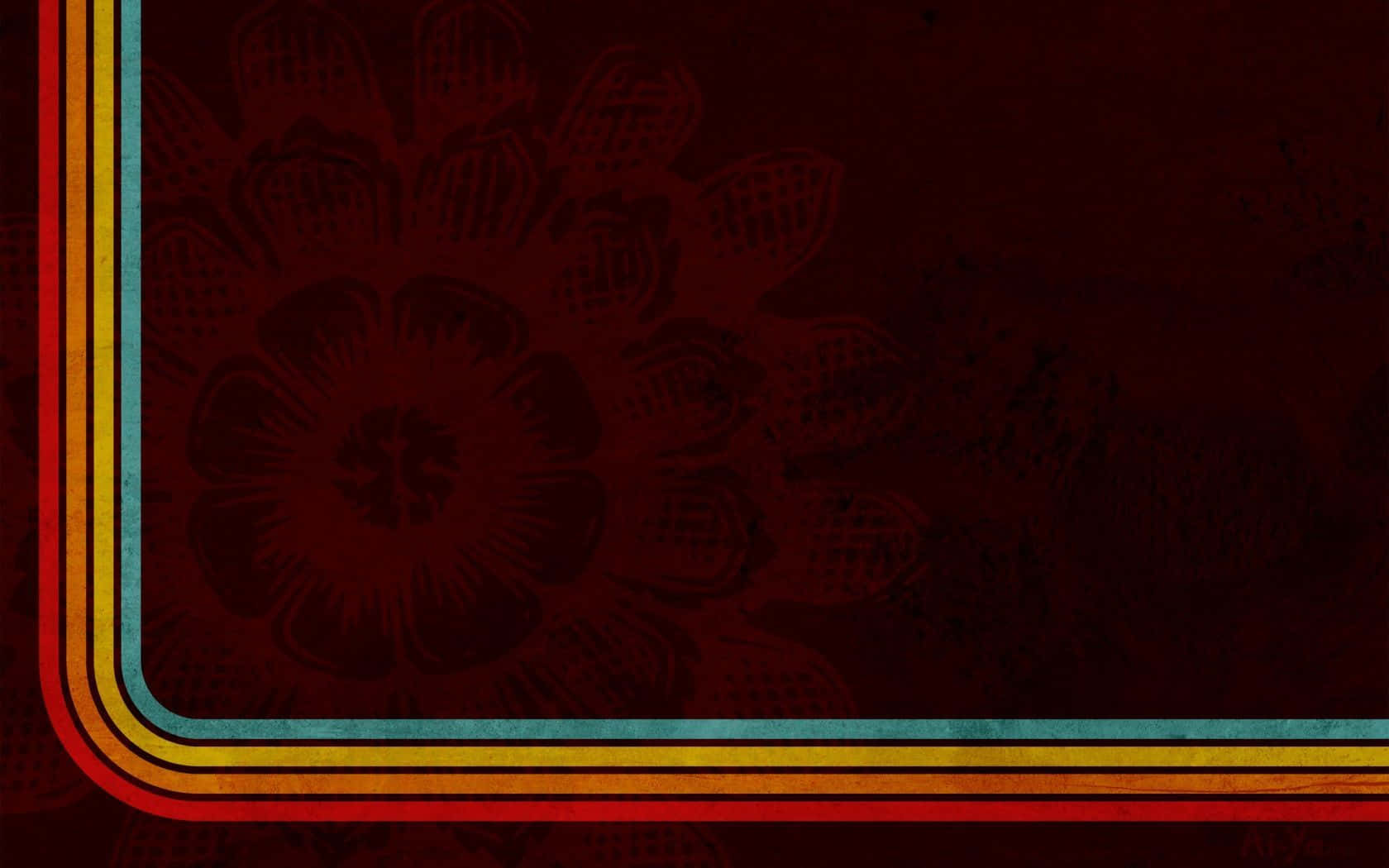 Escritorio estético 70s con borde rojo, naranja, amarillo y azul Fondos de pantalla