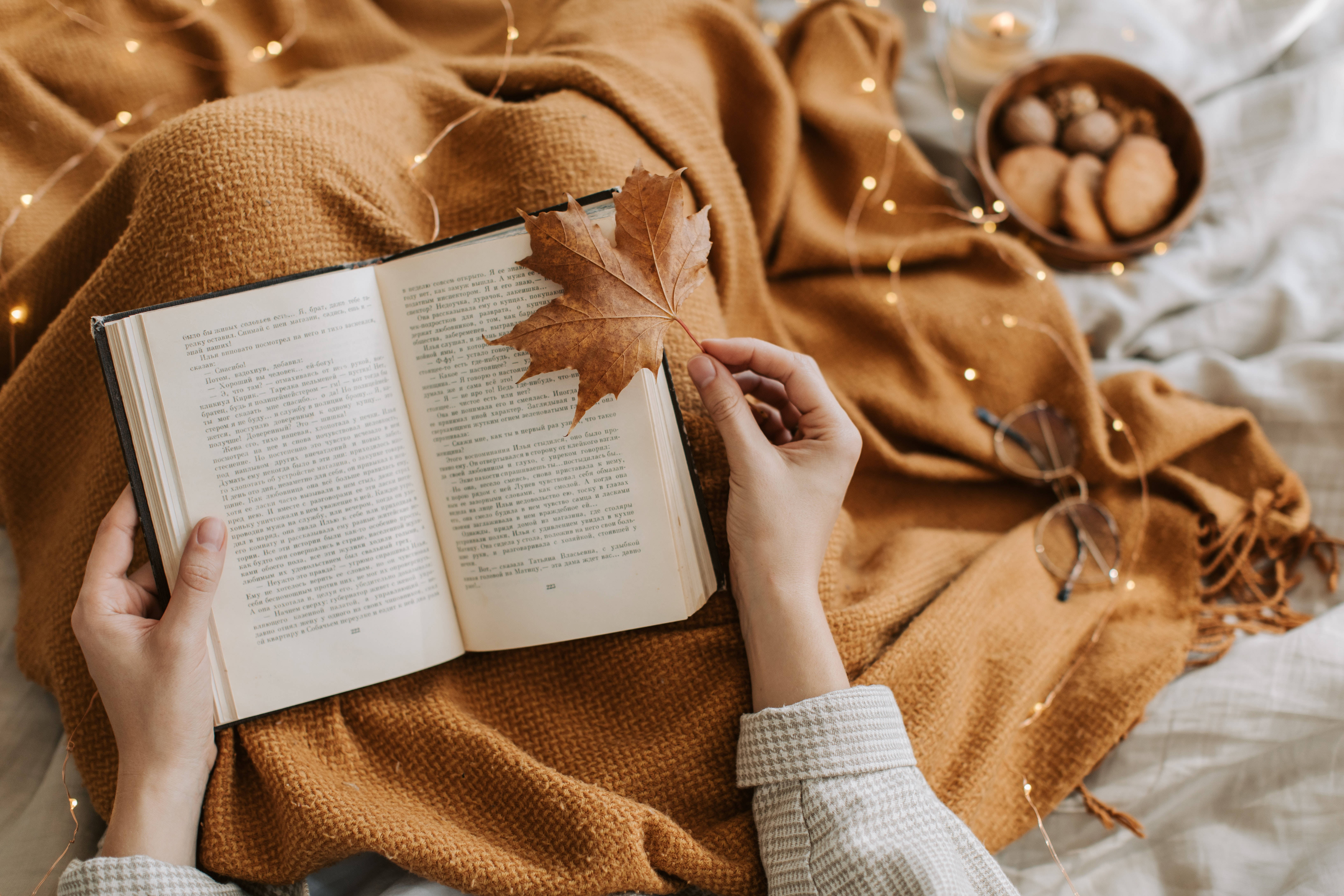 Escritorio Otoñal Estético con Libro Fondos de pantalla