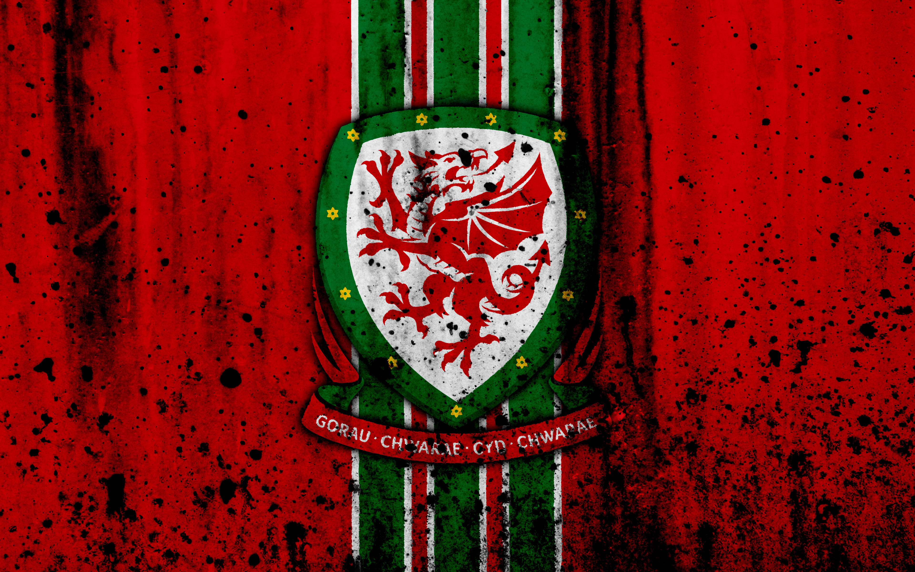 Escudo Manchado de la Selección de Fútbol de Gales Fondos de pantalla