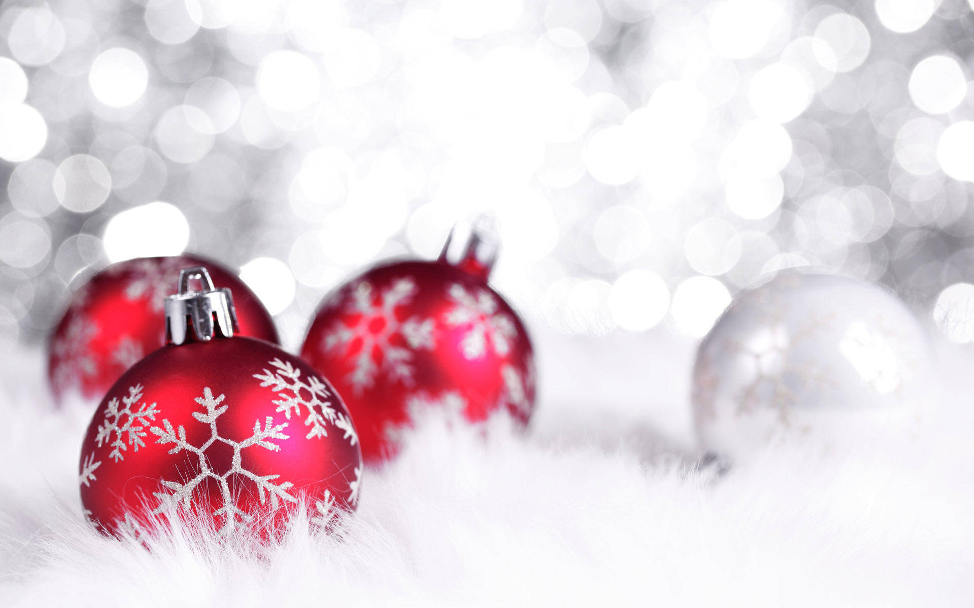 Esferas Navideñas Rojas en Pantalla Ancha Fondos de pantalla