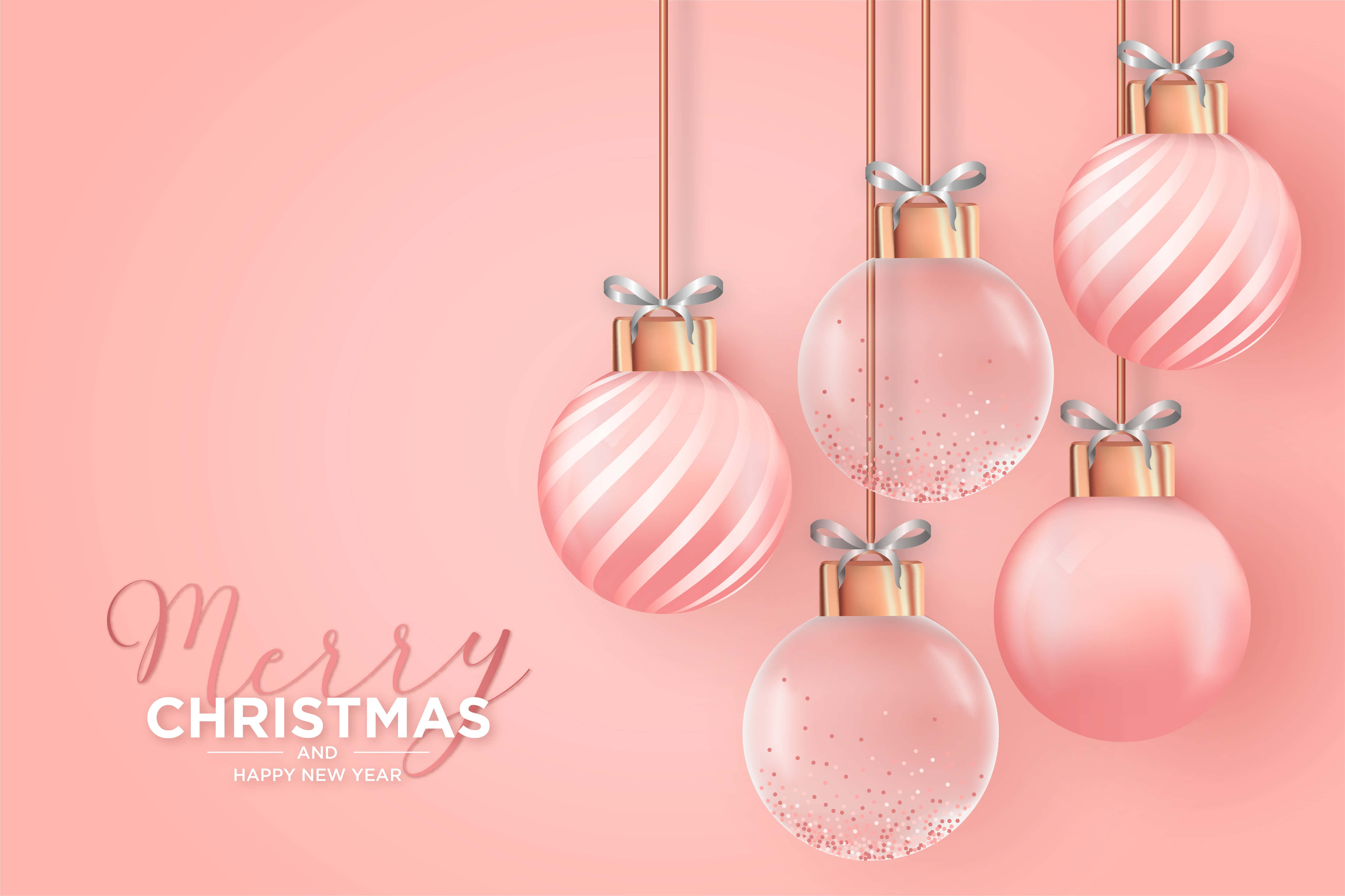 Esferas navideñas en oro rosa Fondos de pantalla